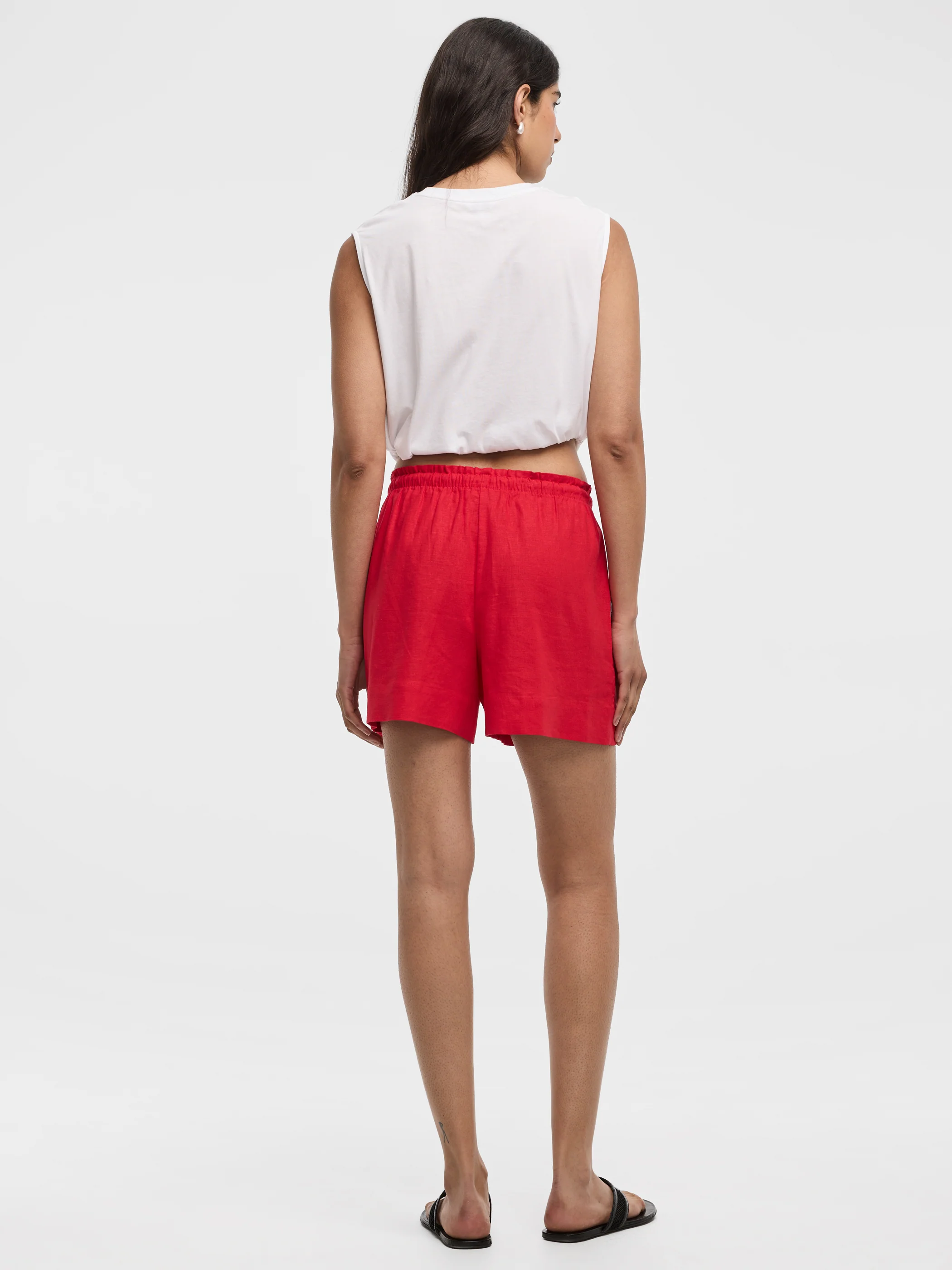 Linen-Blend Shorts with Elastic Waistband - Image 31