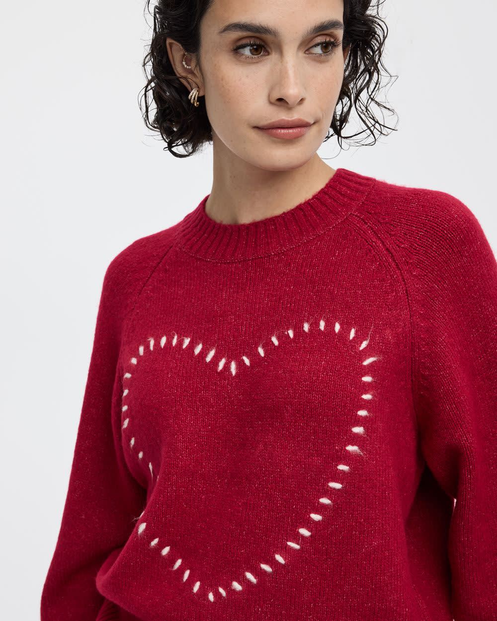 Long-Sleeve Crew-Neck Pullover with Heart Embroidery - Image 8