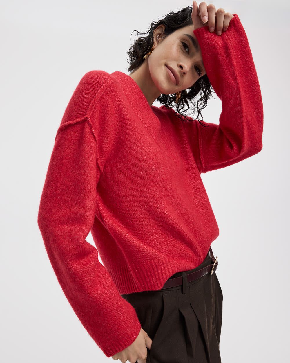 Long-Sleeve V-Neck Pullover - Image 11
