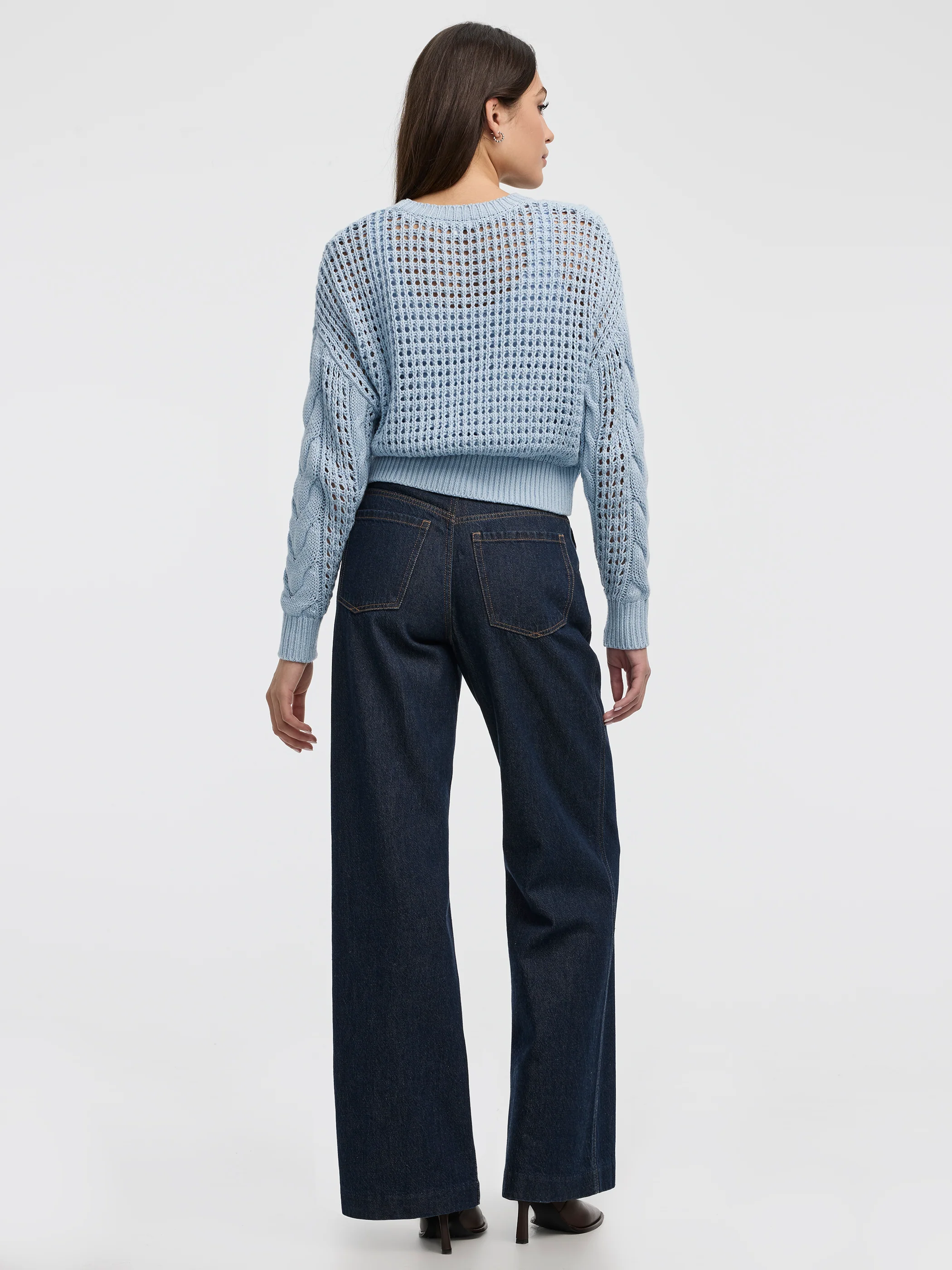 Long-Sleeve Crew-Neck Sweater with Open Stitches - Image 6