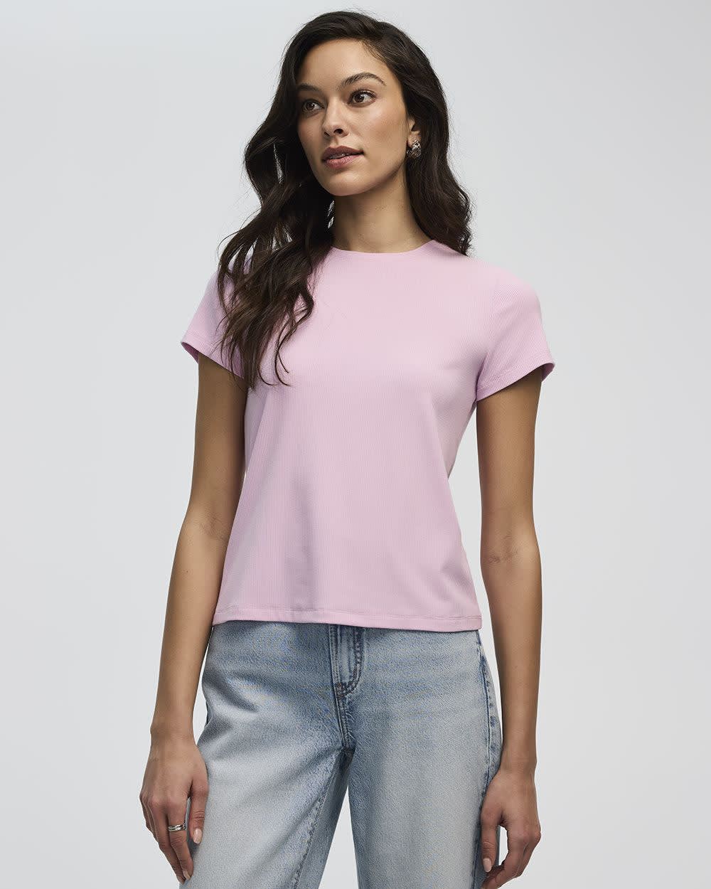 Ribbed Fitted Crew Neck T-Shirt - R Essentials - Image 21