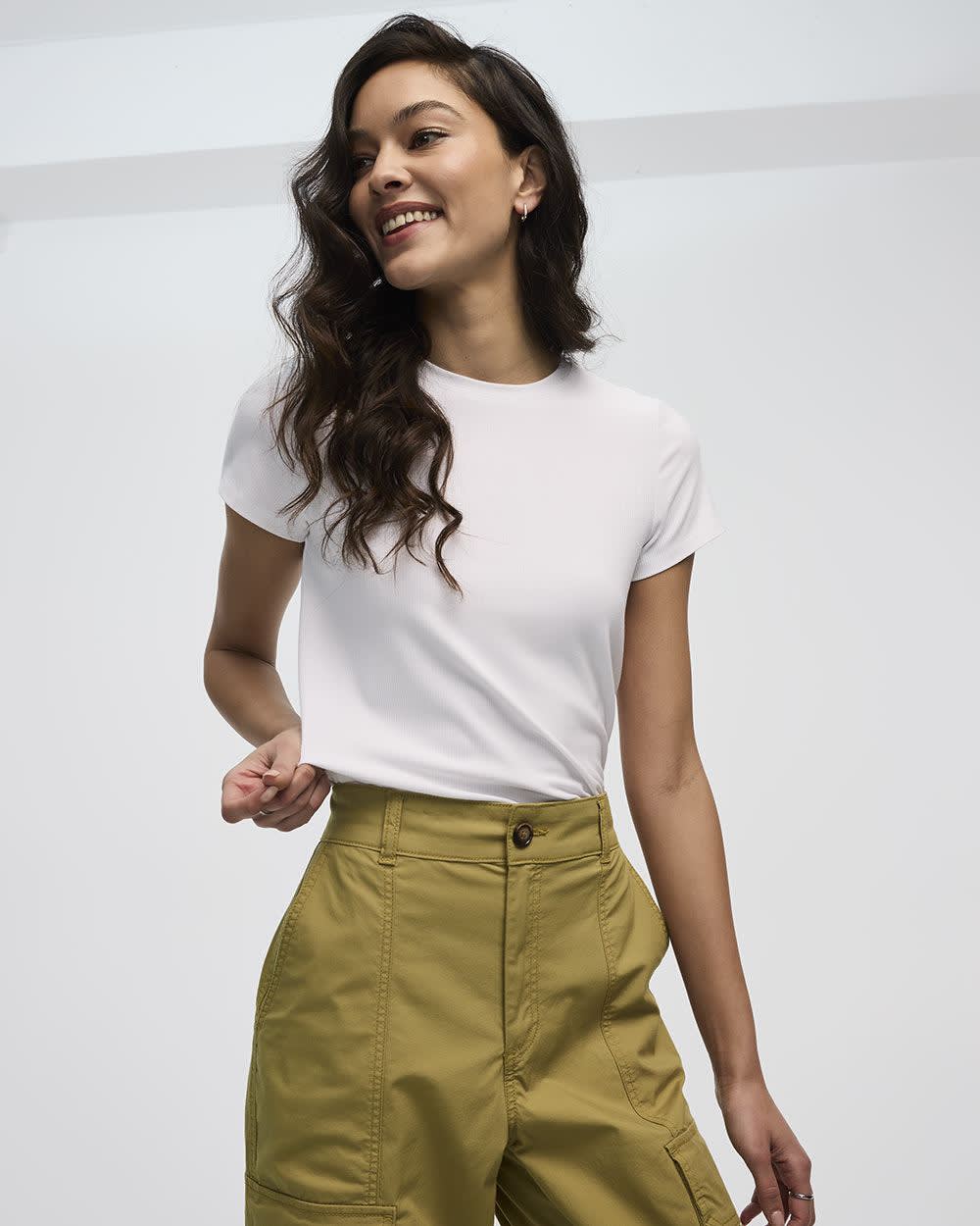 Ribbed Fitted Crew Neck T-Shirt - R Essentials - Image 35
