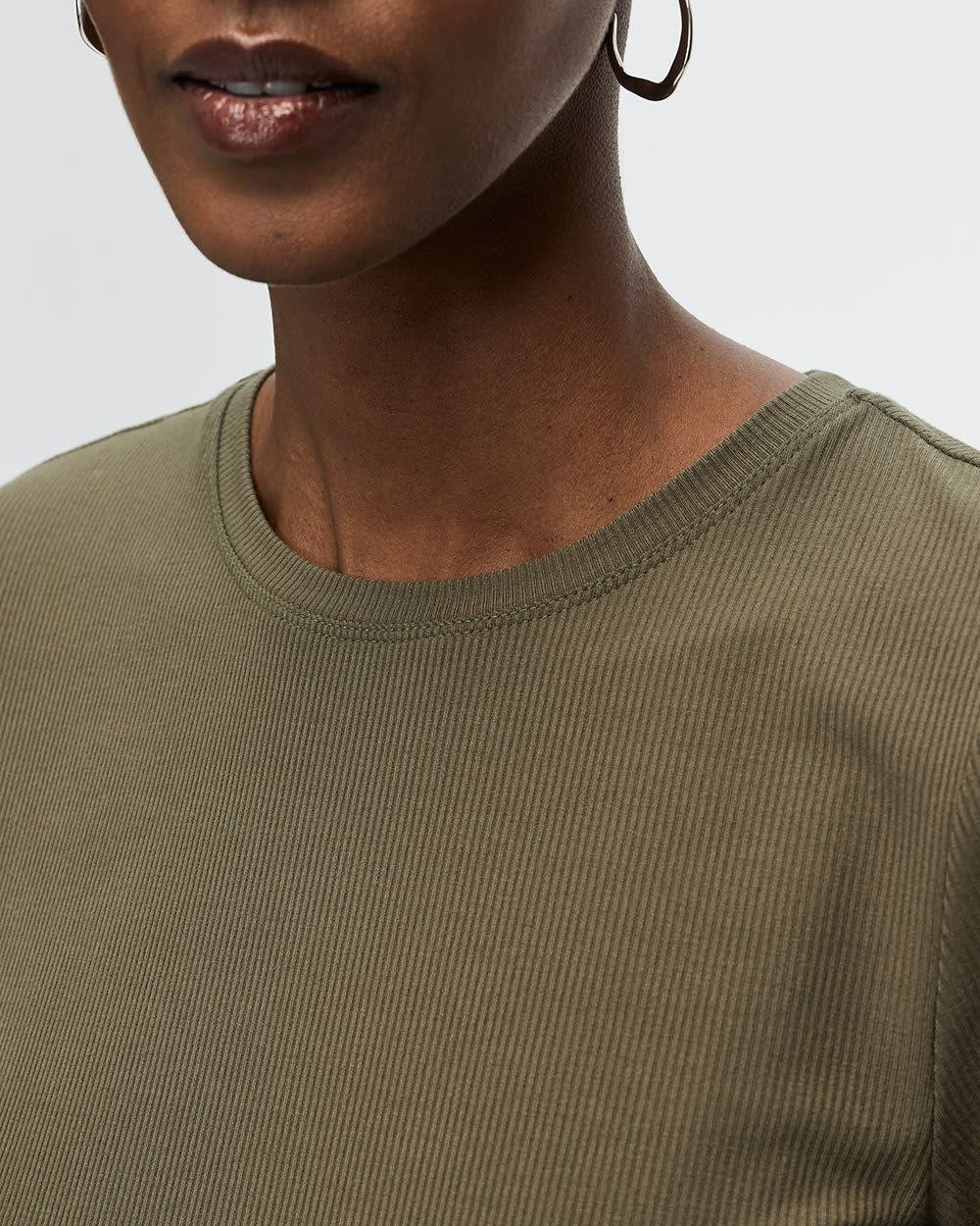 Ribbed Fitted Crew Neck T-Shirt - R Essentials - Image 4