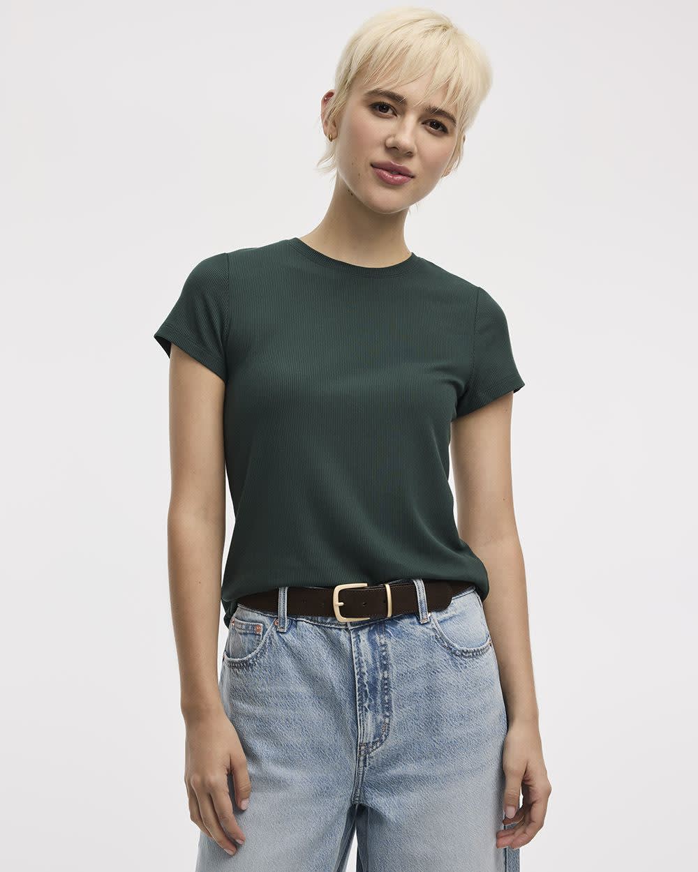 Ribbed Fitted Crew Neck T-Shirt - R Essentials - Image 5