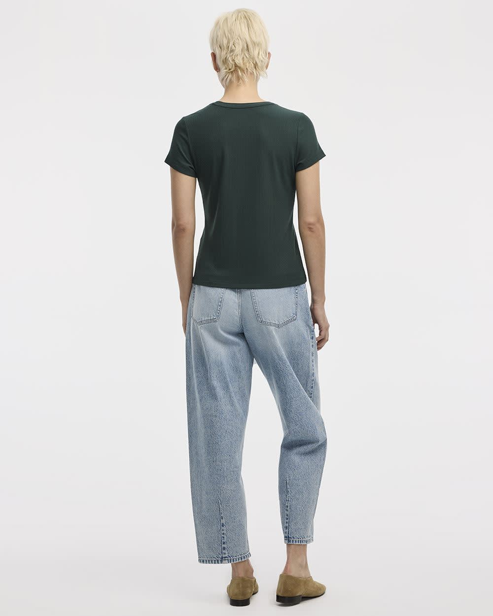 Ribbed Fitted Crew Neck T-Shirt - R Essentials - Image 6