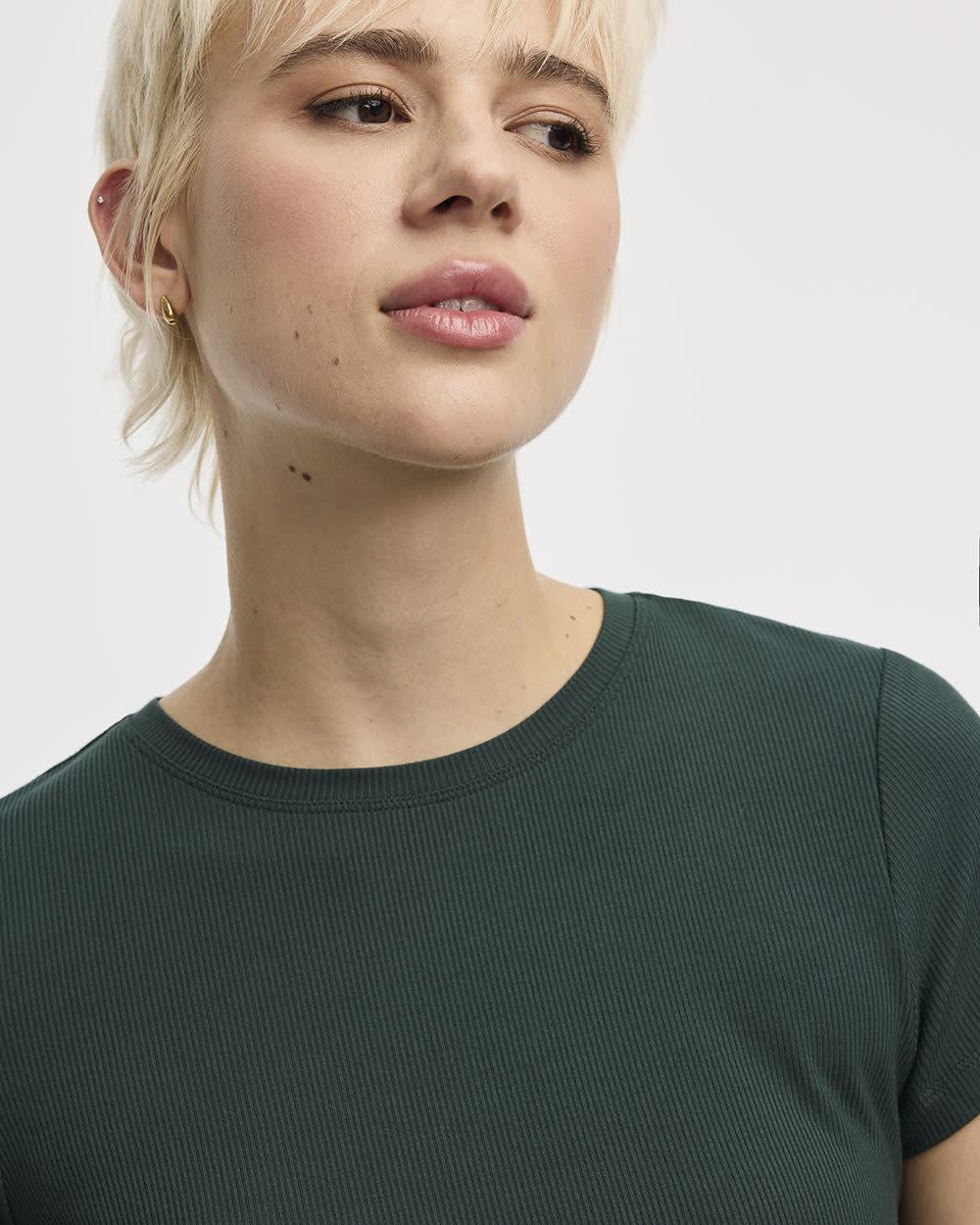 Ribbed Fitted Crew Neck T-Shirt - R Essentials - Image 8