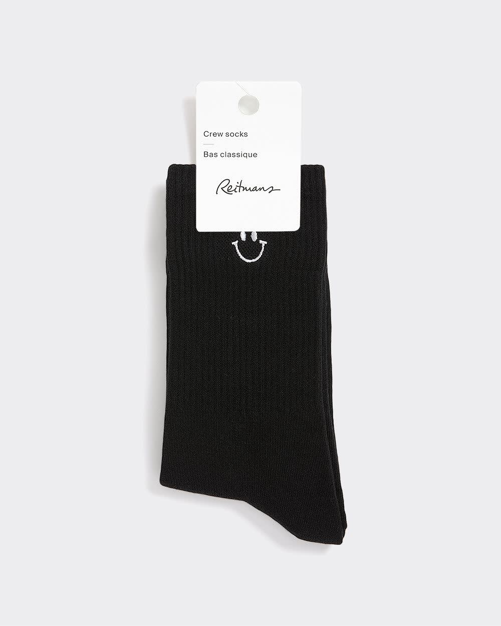 Ribbed Socks with Smiley Face at Hem - Image 2