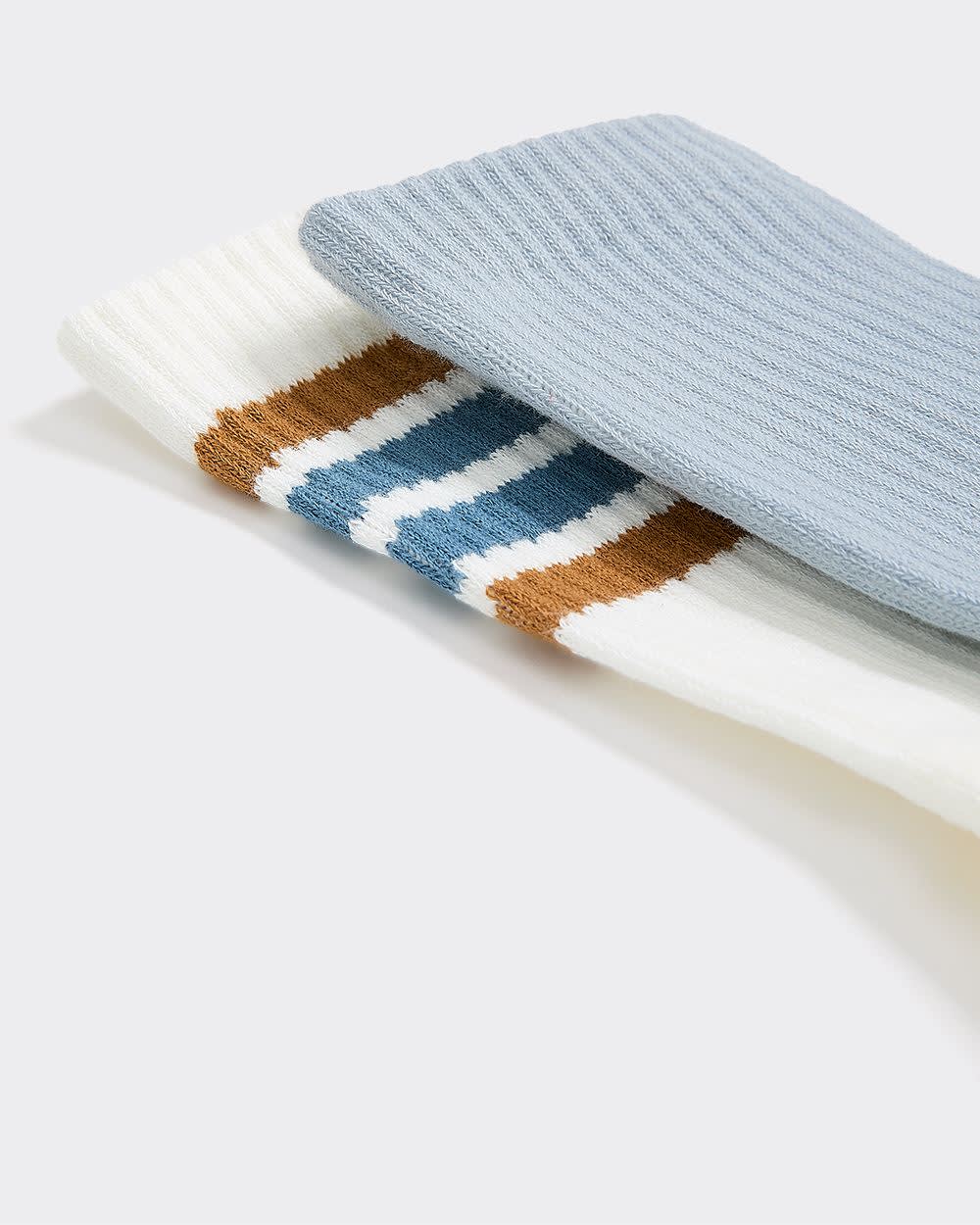 Striped and Solid Crew Socks - Hyba - 2 pairs - Image 3
