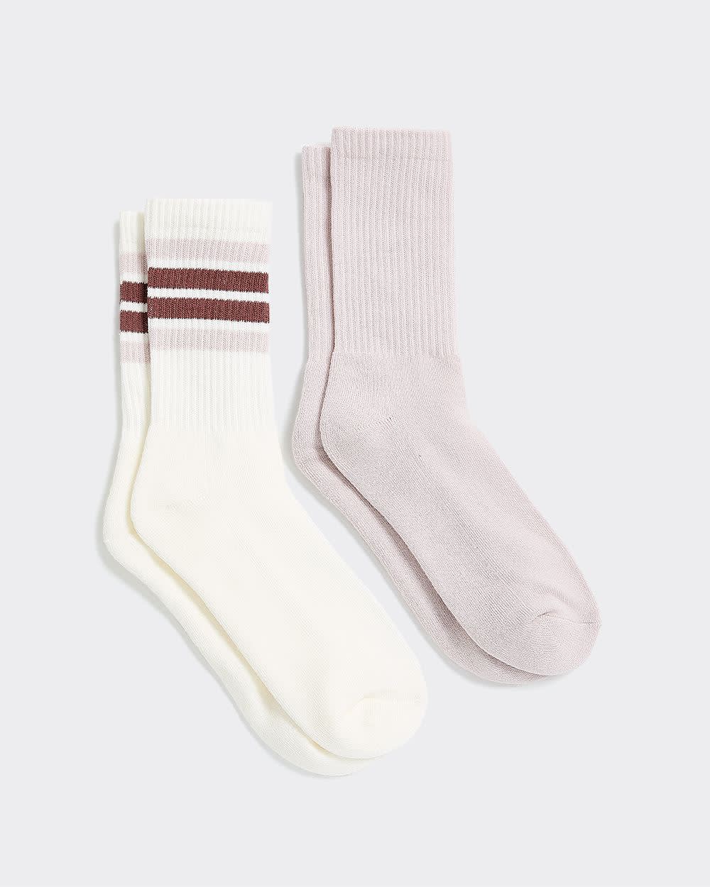 Striped and Solid Crew Socks - Hyba - 2 pairs - Image 4
