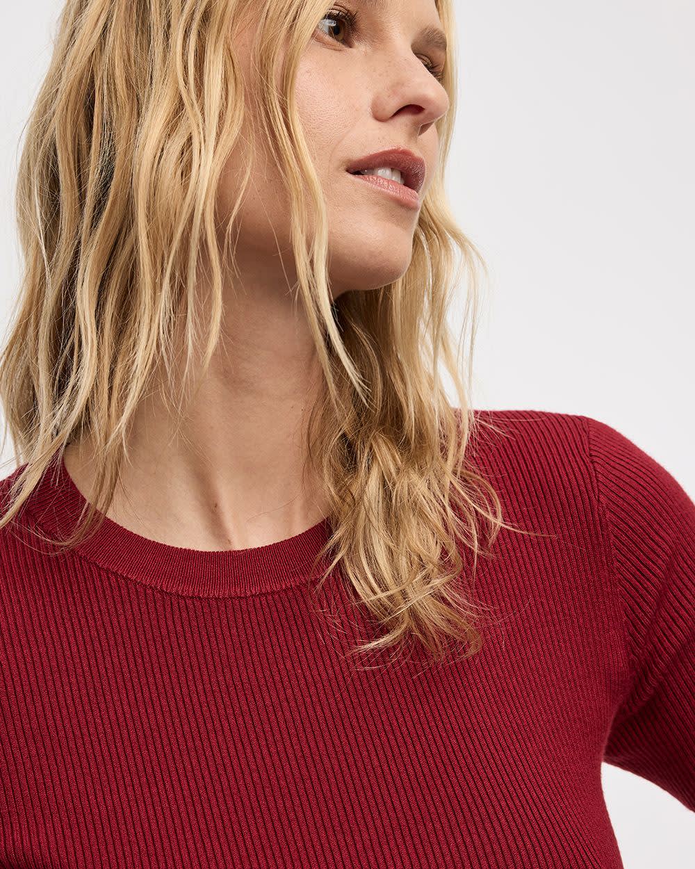 Short-Sleeve Crew-Neck Ribbed Sweater - Image 13