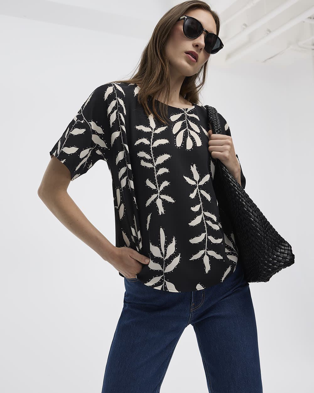 Short-Sleeve Crew-Neck T-Shirt Blouse - Image 11