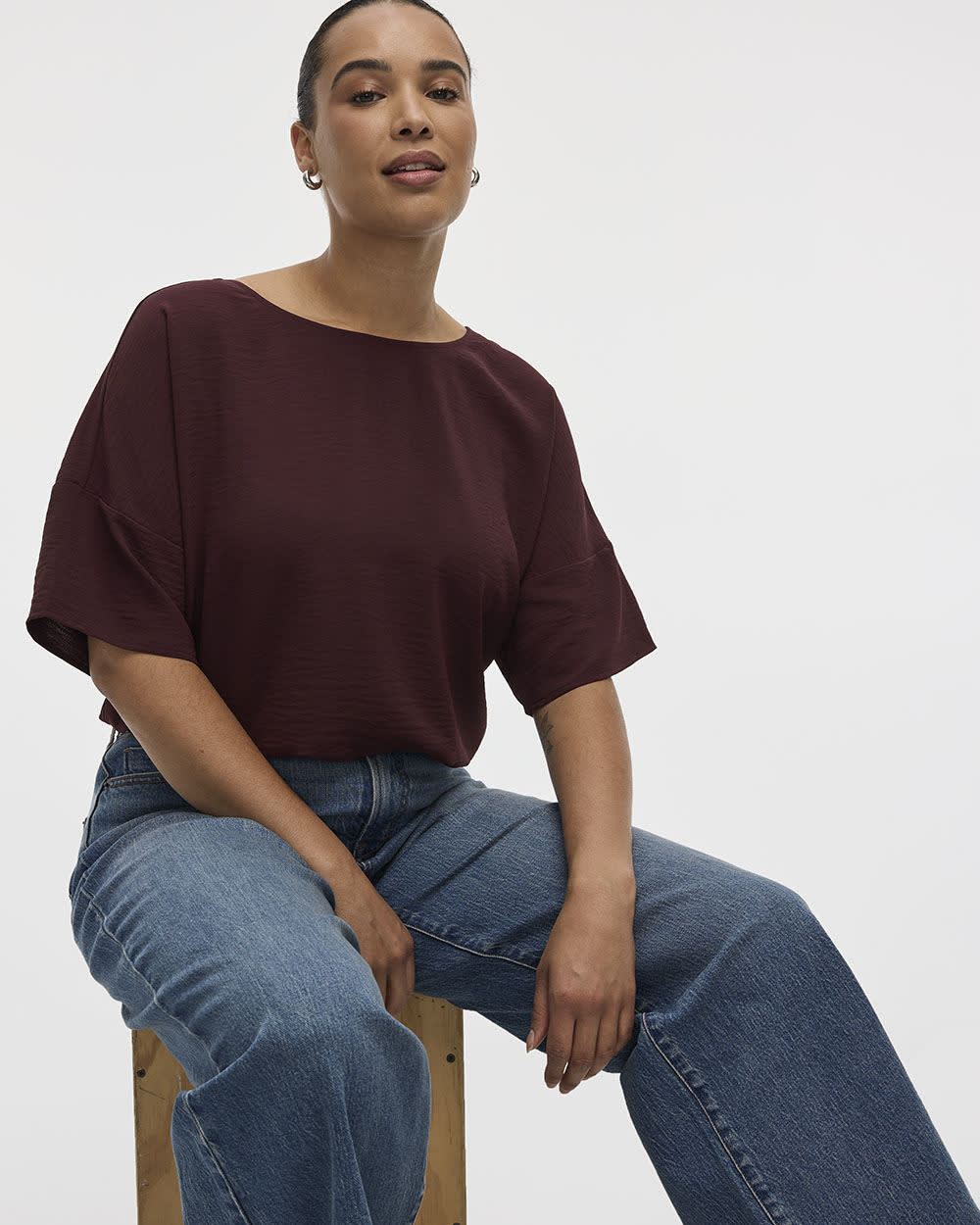 Short-Sleeve Crew-Neck T-Shirt Blouse - Image 17