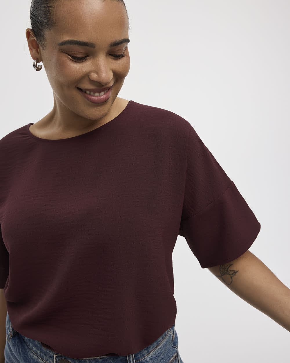 Short-Sleeve Crew-Neck T-Shirt Blouse - Image 20
