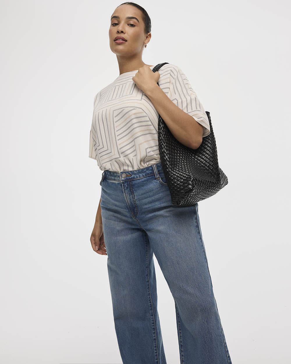 Short-Sleeve Crew-Neck T-Shirt Blouse - Image 3