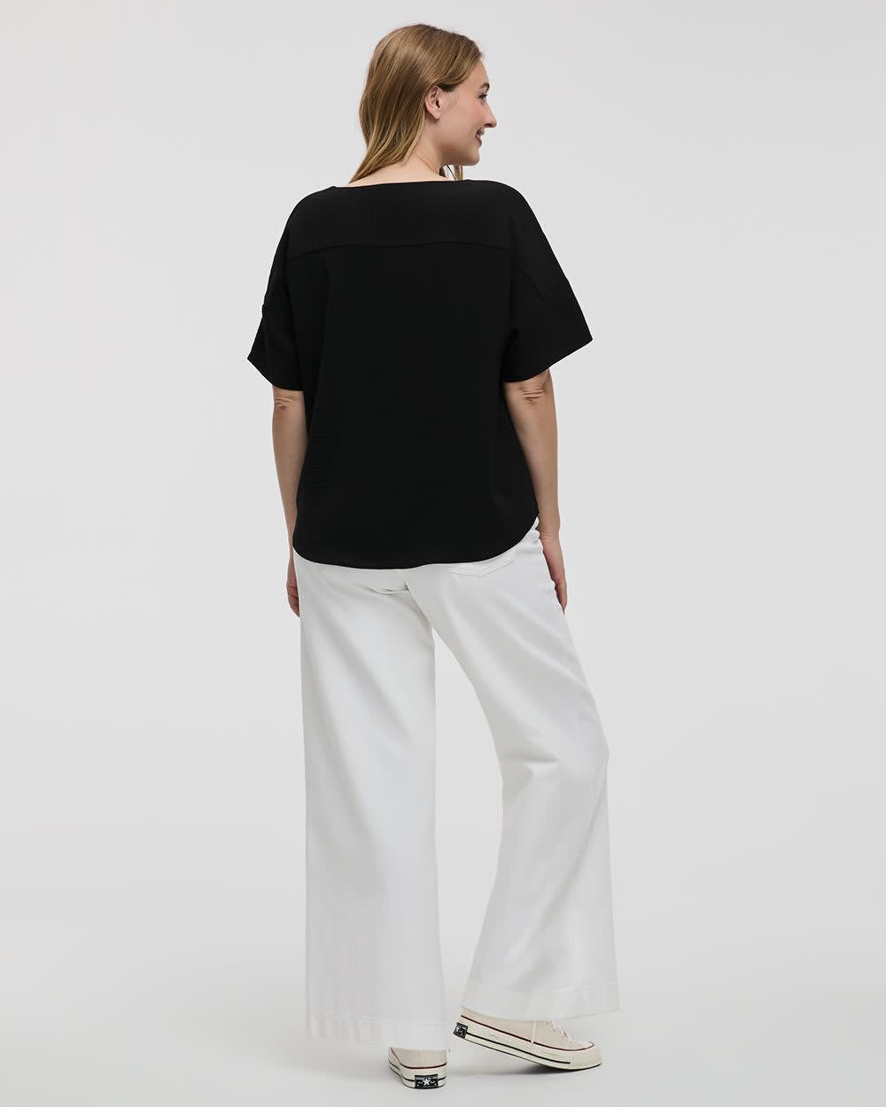 Short-Sleeve Crew-Neck T-Shirt Blouse - Image 35
