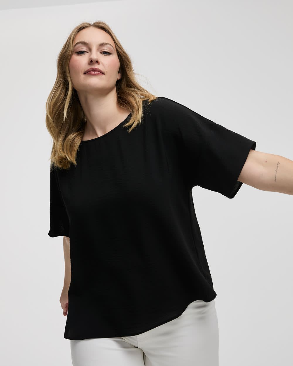 Short-Sleeve Crew-Neck T-Shirt Blouse - Image 36