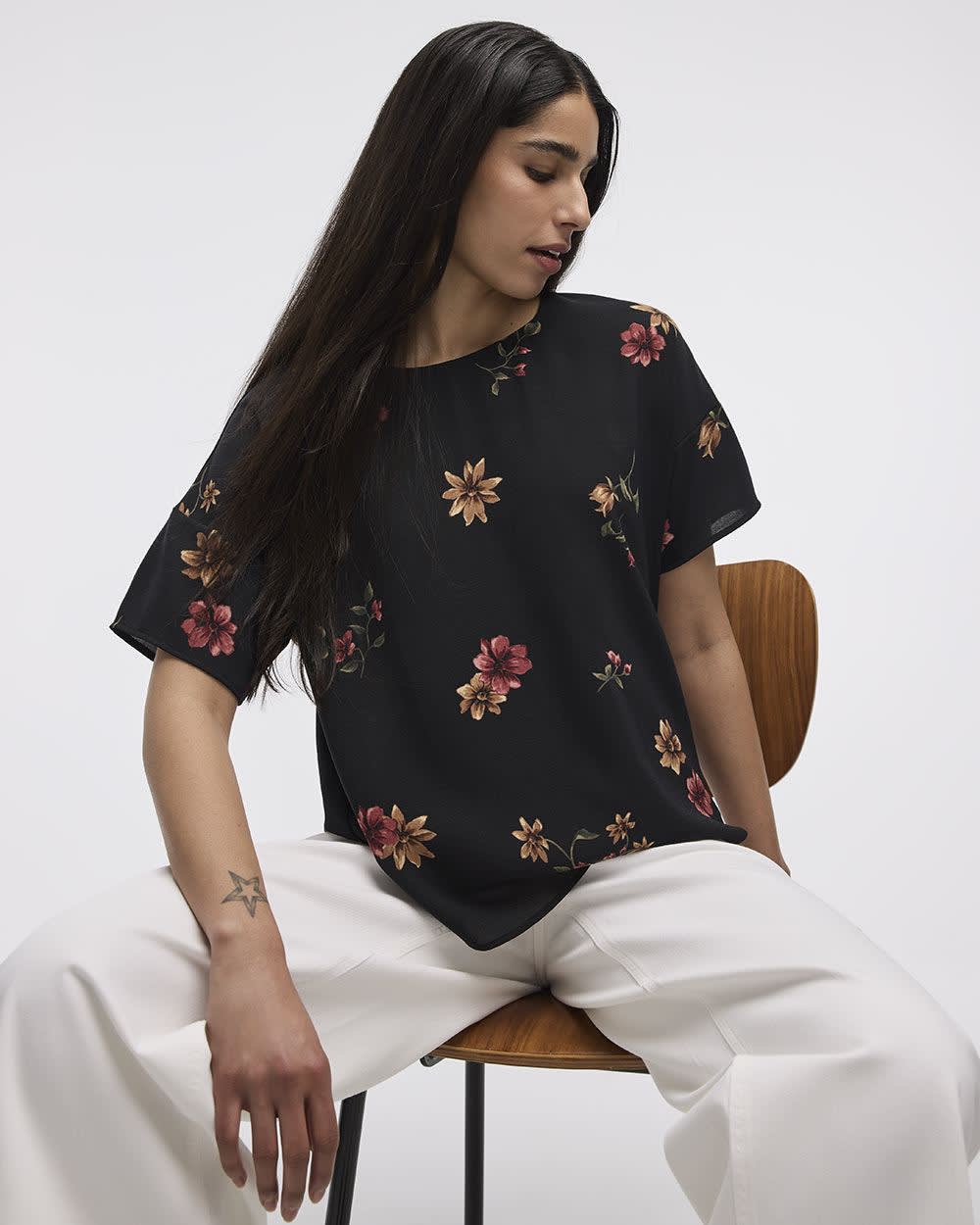 Short-Sleeve Crew-Neck T-Shirt Blouse - Image 38