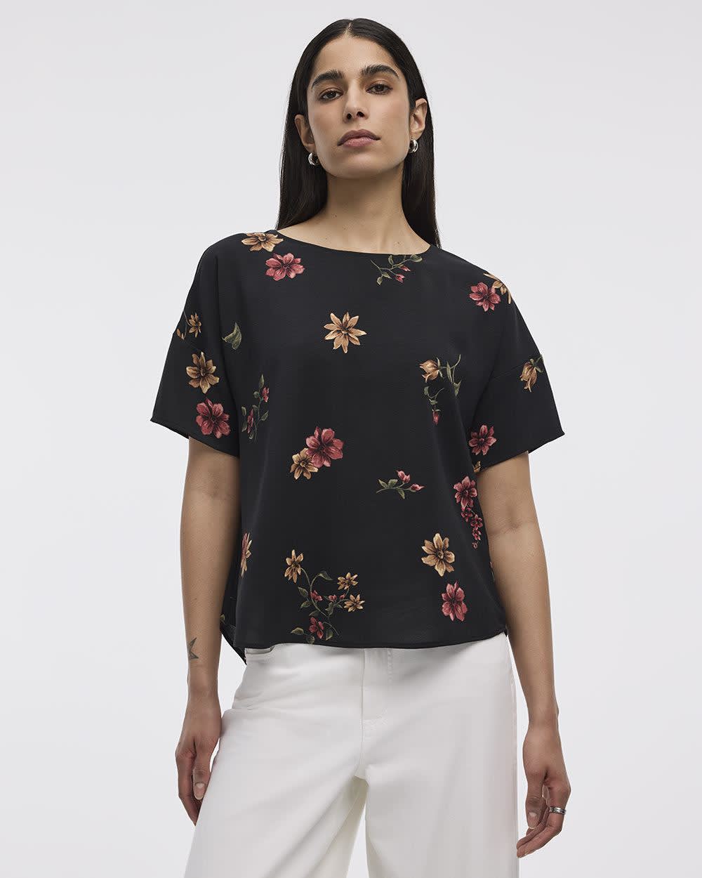 Short-Sleeve Crew-Neck T-Shirt Blouse - Image 40