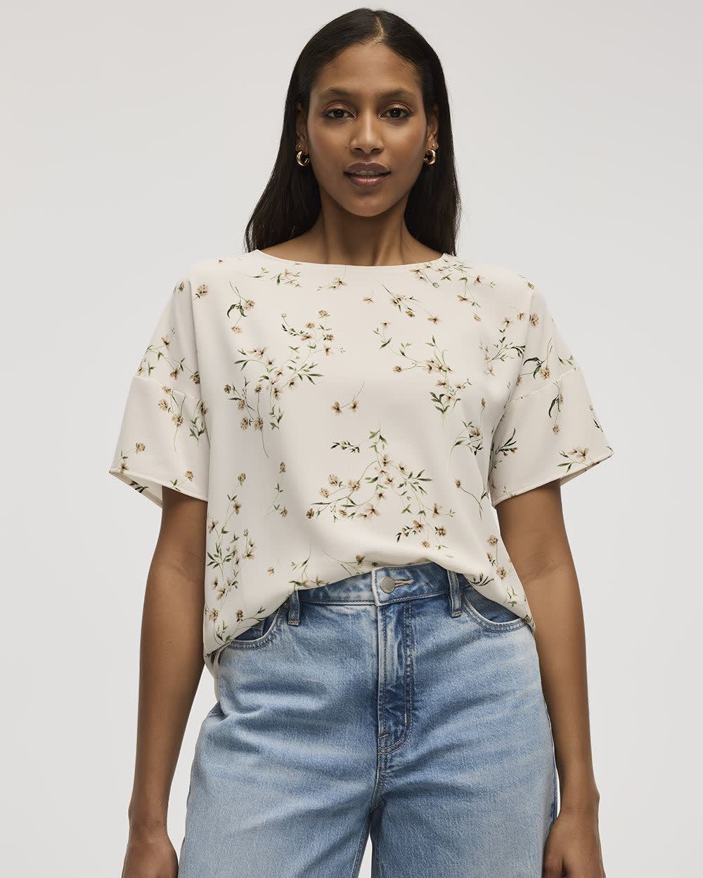 Short-Sleeve Crew-Neck T-Shirt Blouse - Image 42