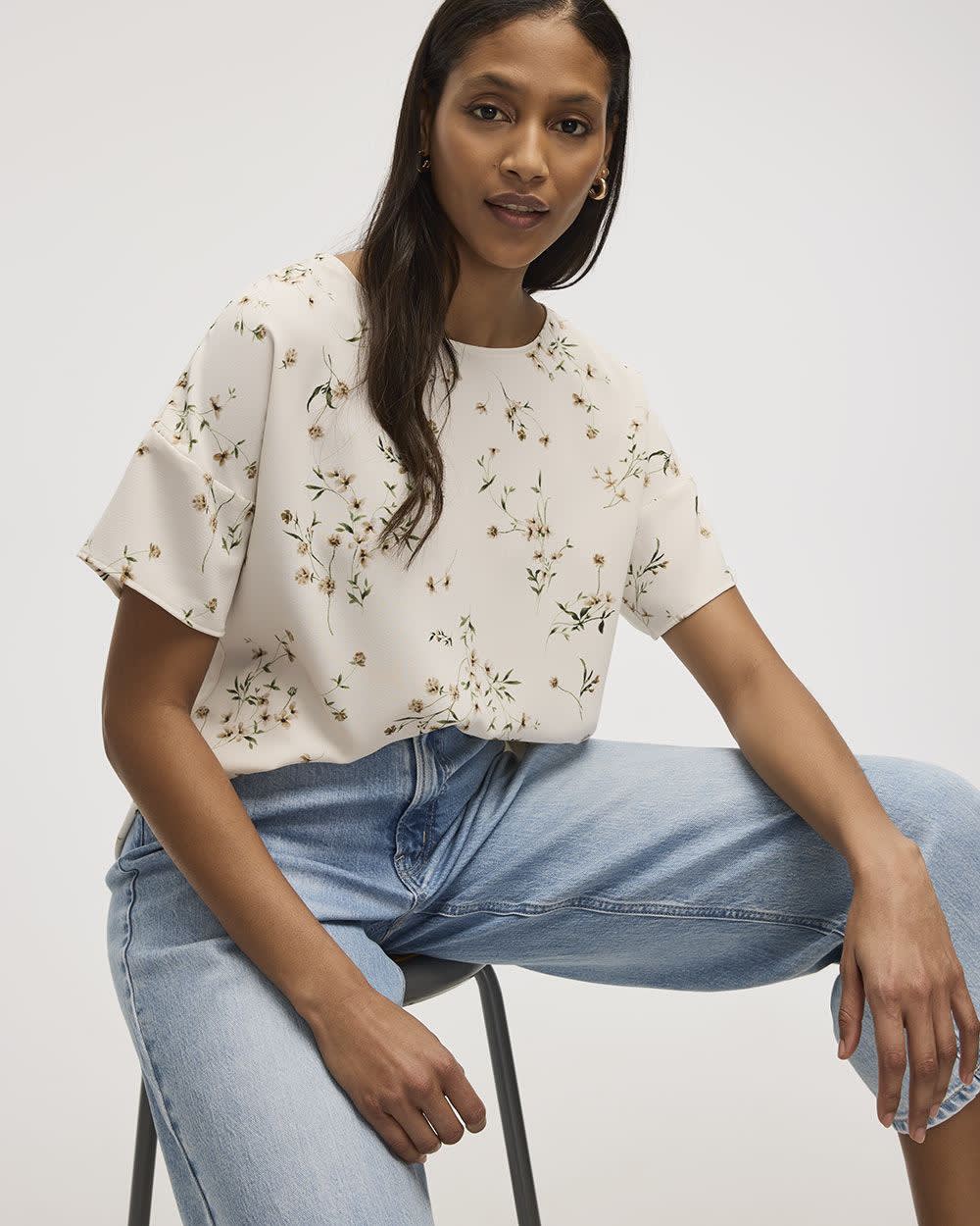 Short-Sleeve Crew-Neck T-Shirt Blouse - Image 44