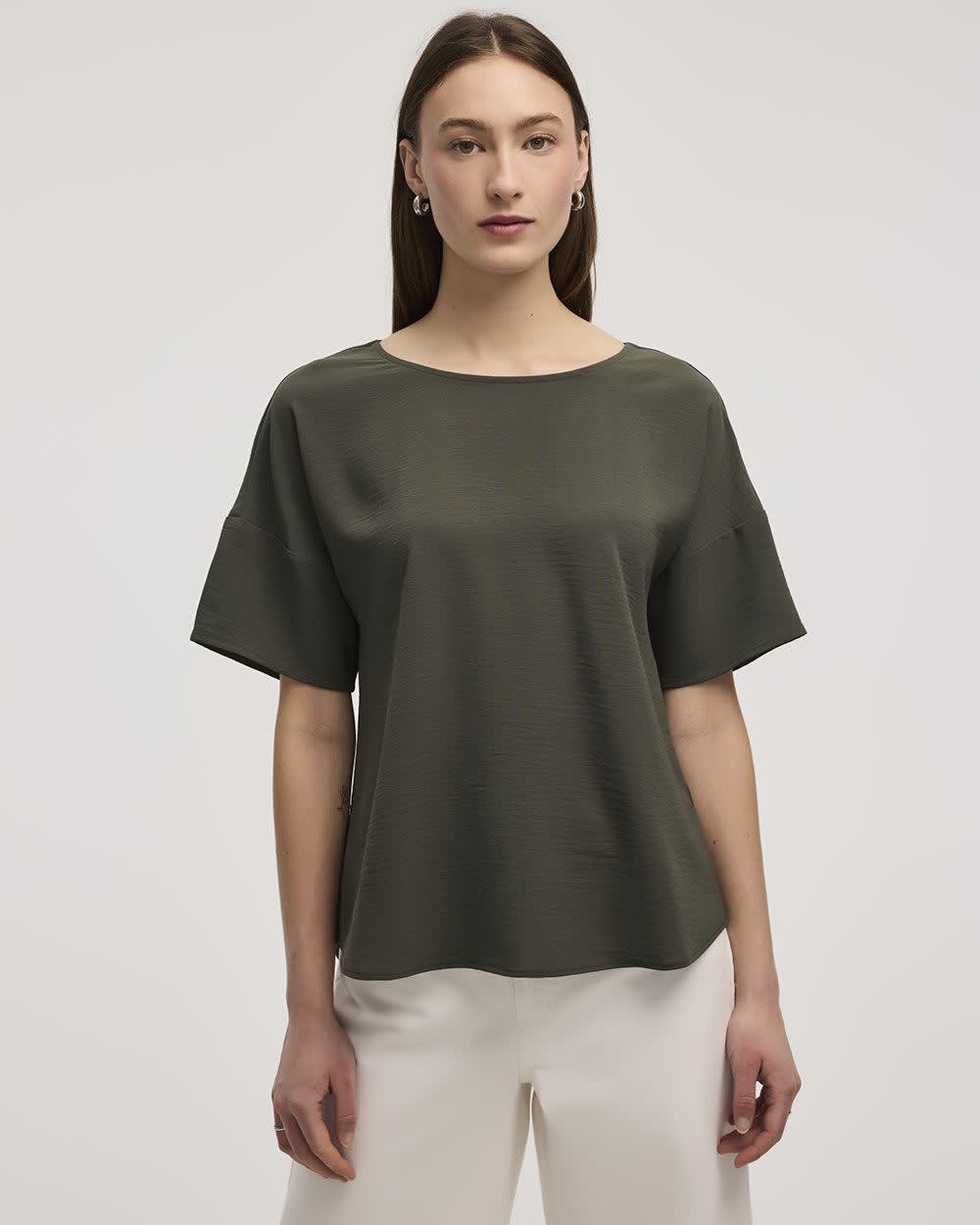Short-Sleeve Crew-Neck T-Shirt Blouse - Image 46