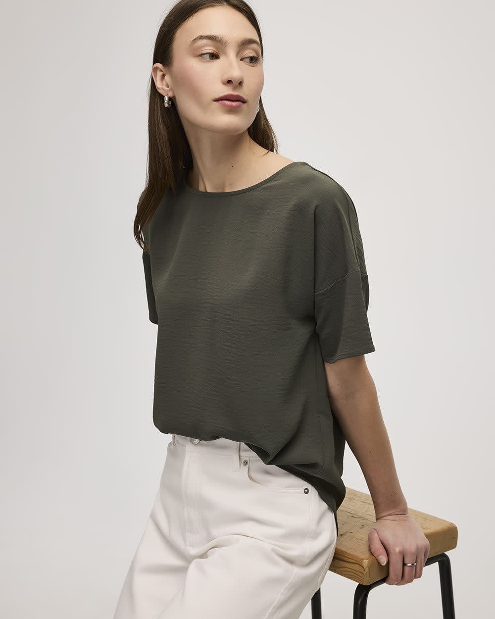 Short-Sleeve Crew-Neck T-Shirt Blouse - Image 48
