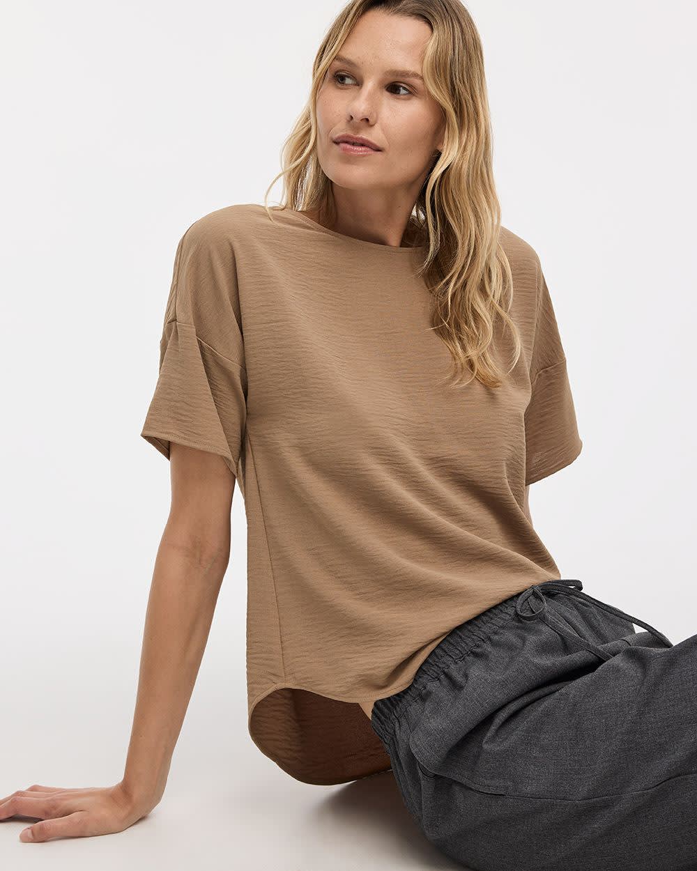 Short-Sleeve Crew-Neck T-Shirt Blouse - Image 5