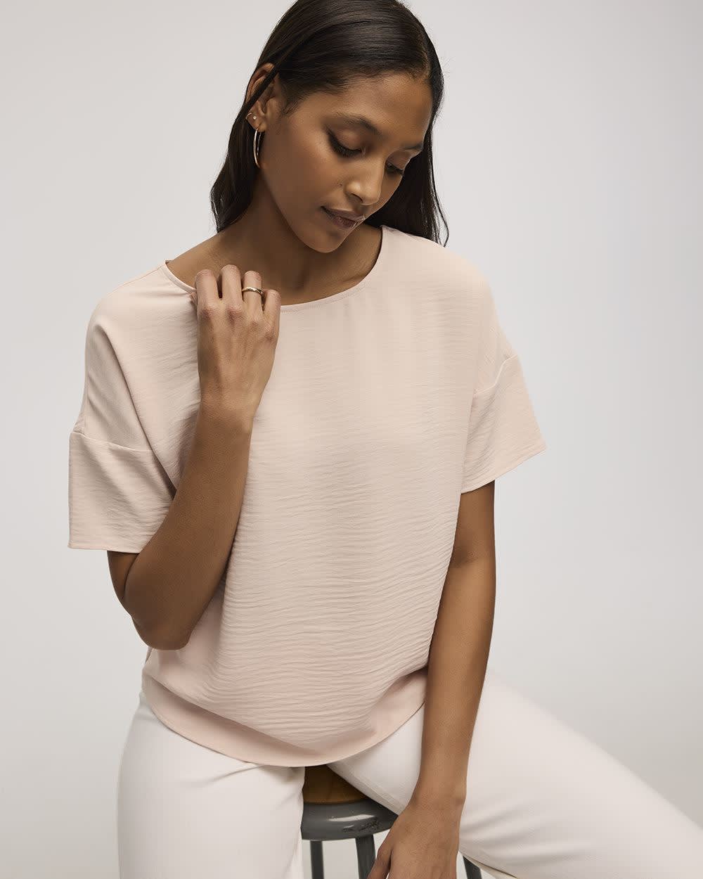 Short-Sleeve Crew-Neck T-Shirt Blouse - Image 50