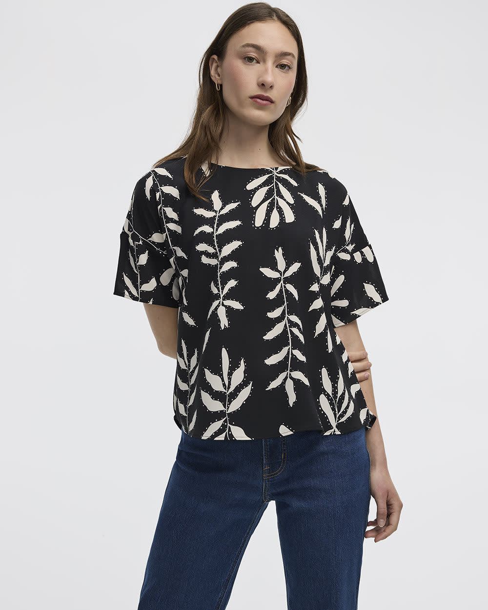 Short-Sleeve Crew-Neck T-Shirt Blouse - Image 9