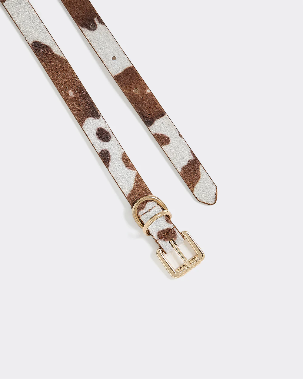 Faux Leather Belt with Cow Print - Image 3