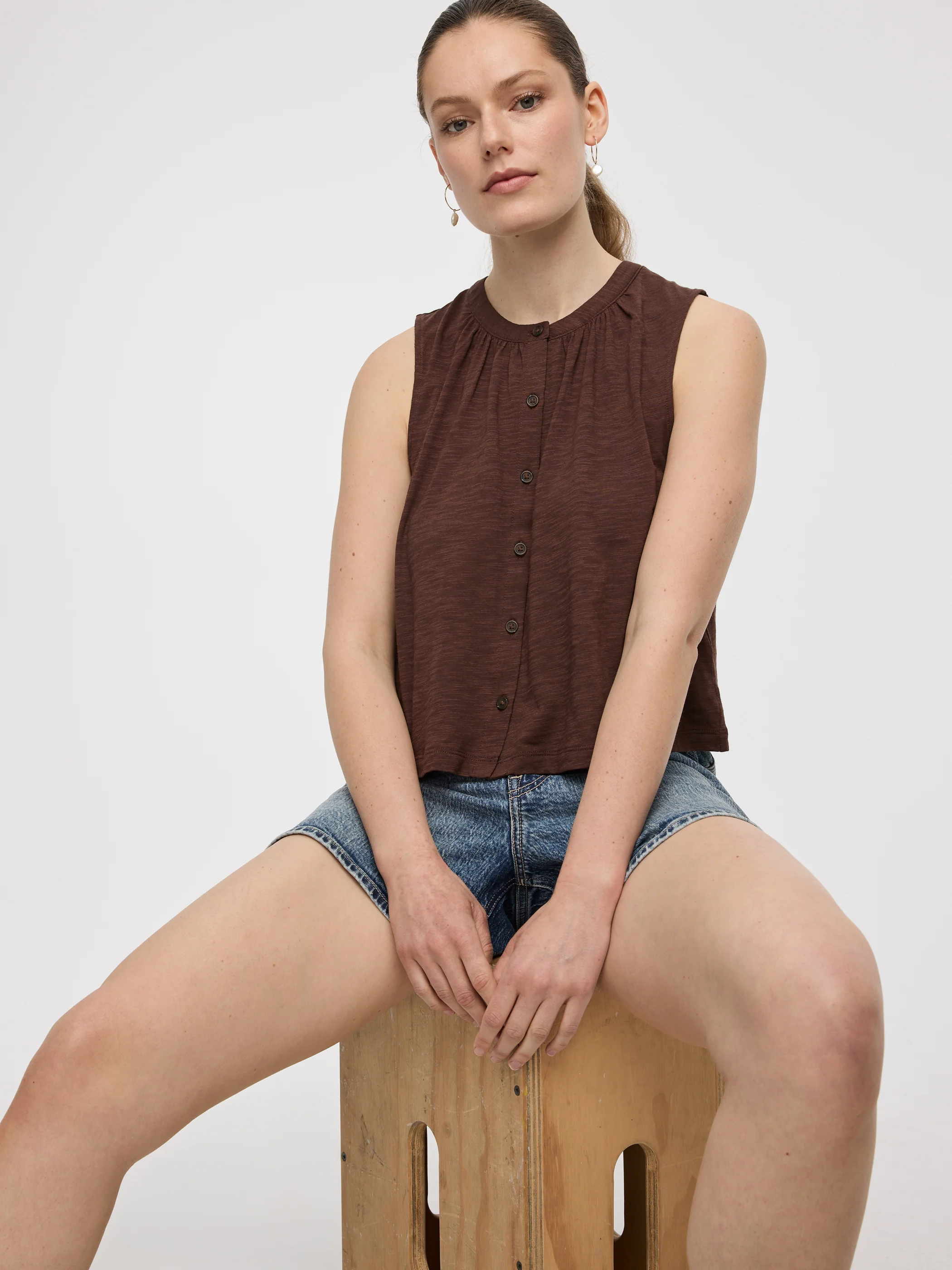 Buttoned-Down Crew-Neck Tank - Image 4