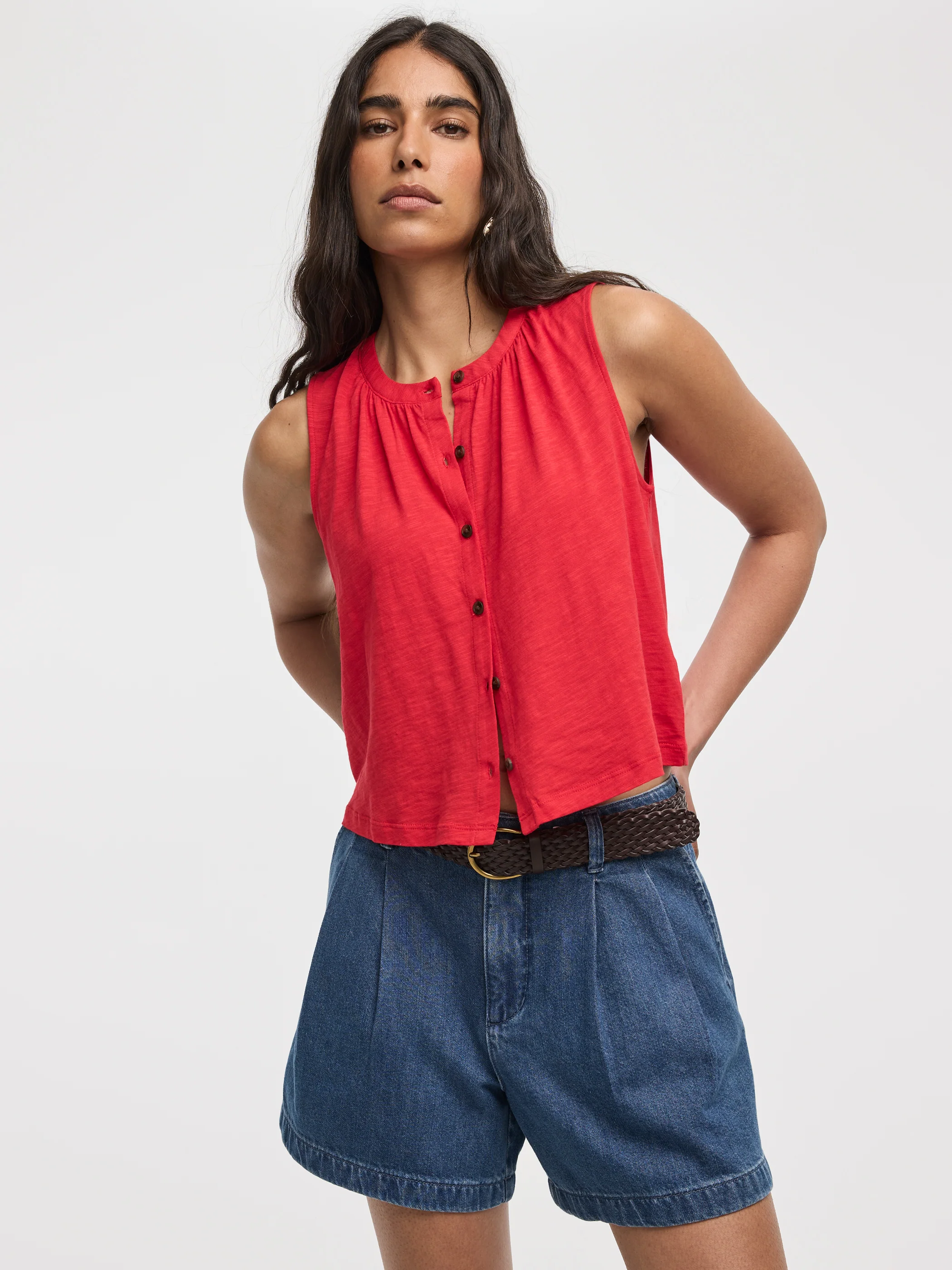 Buttoned-Down Crew-Neck Tank - Image 5
