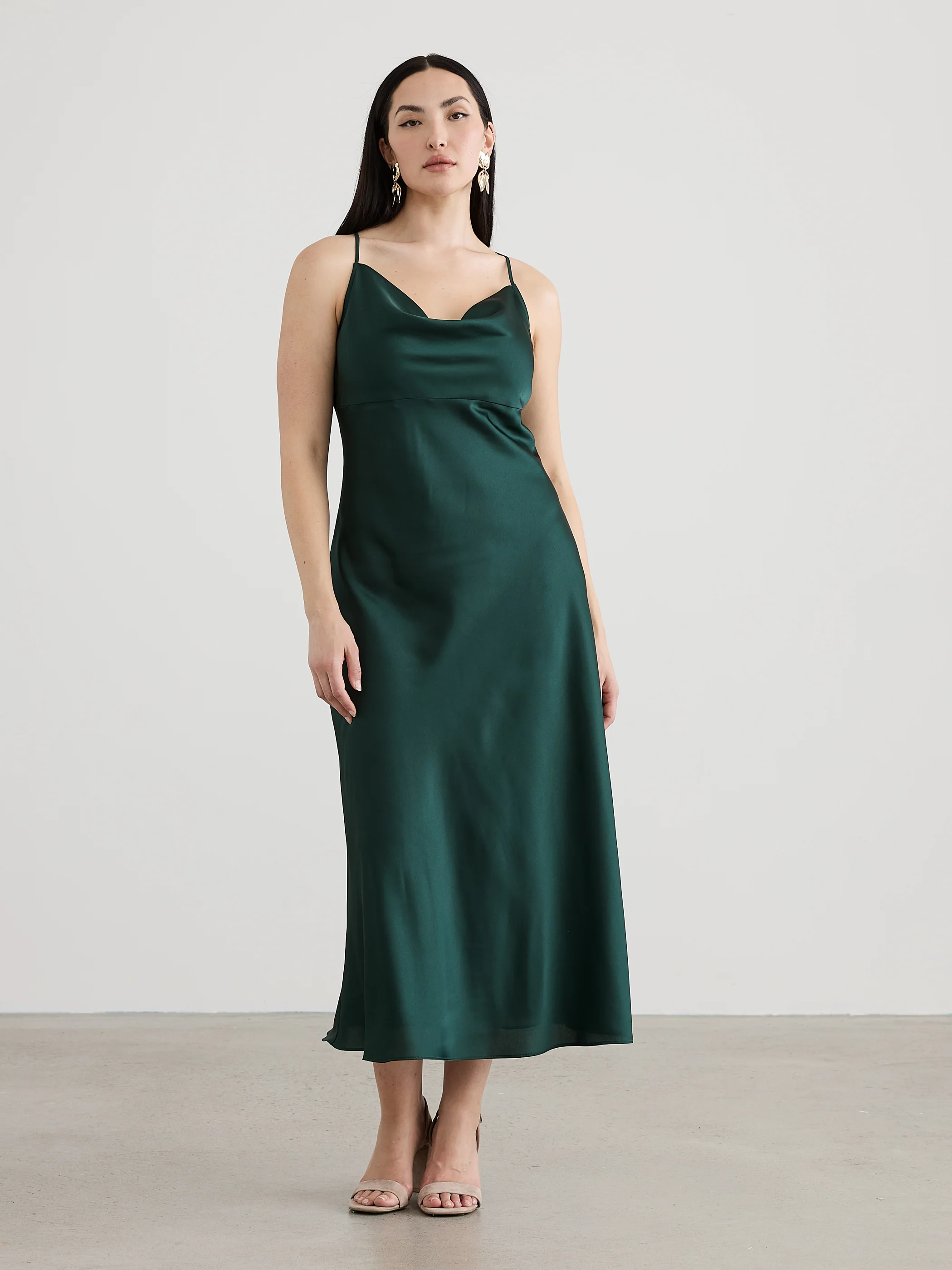 Sleeveless Maxi Dress with Cowl Neckline