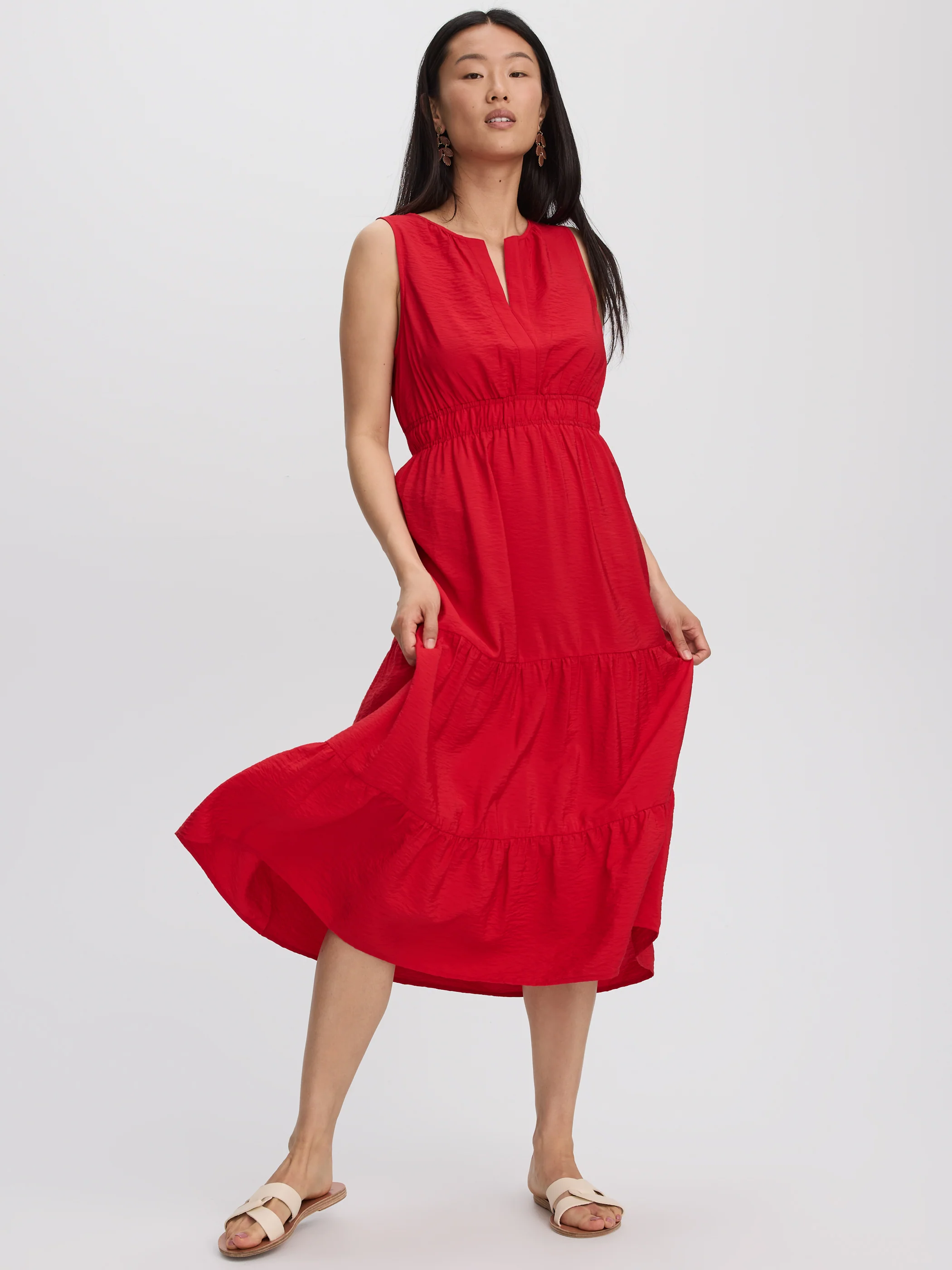 Sleeveless Split-Neck Midi Dress - Image 12