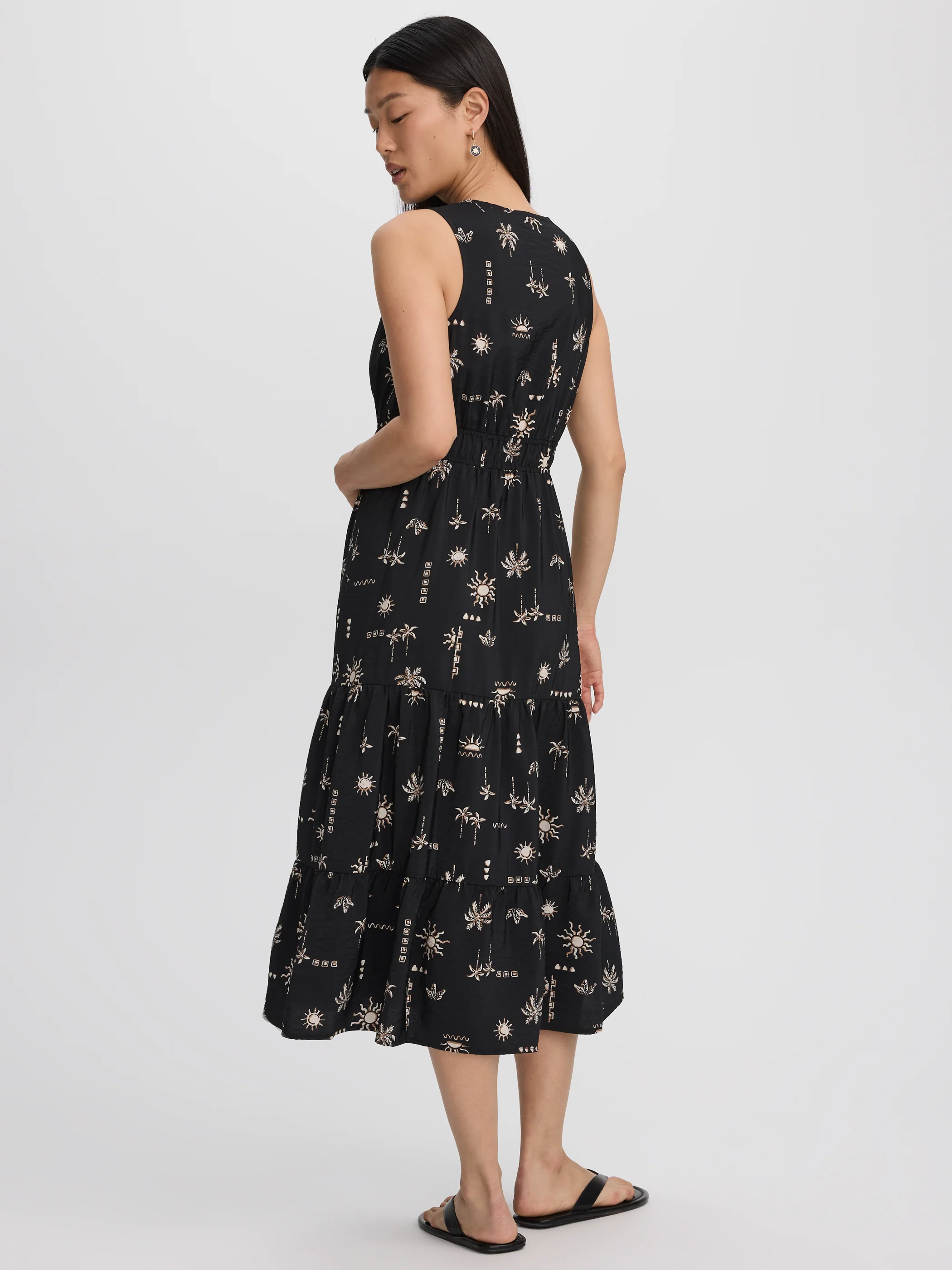 Sleeveless Split-Neck Midi Dress - Image 3