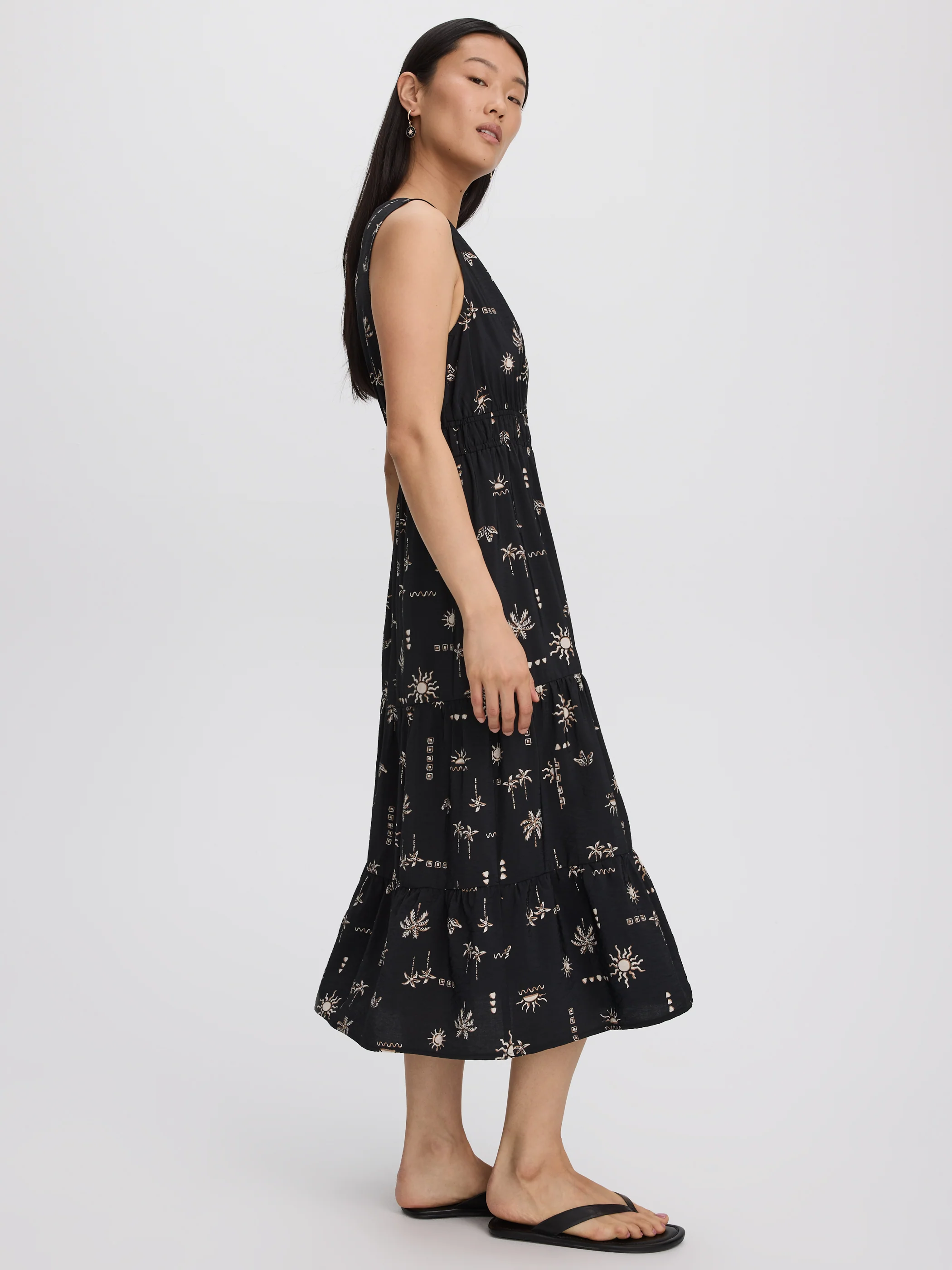Sleeveless Split-Neck Midi Dress - Image 4