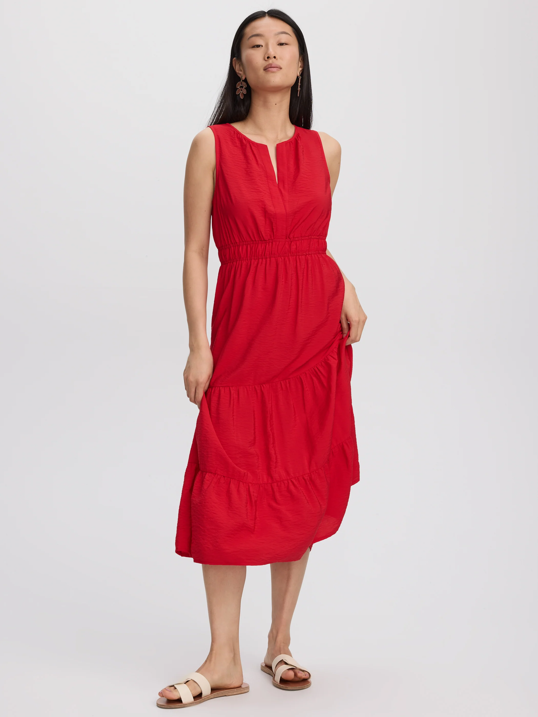 Sleeveless Split-Neck Midi Dress - Image 9