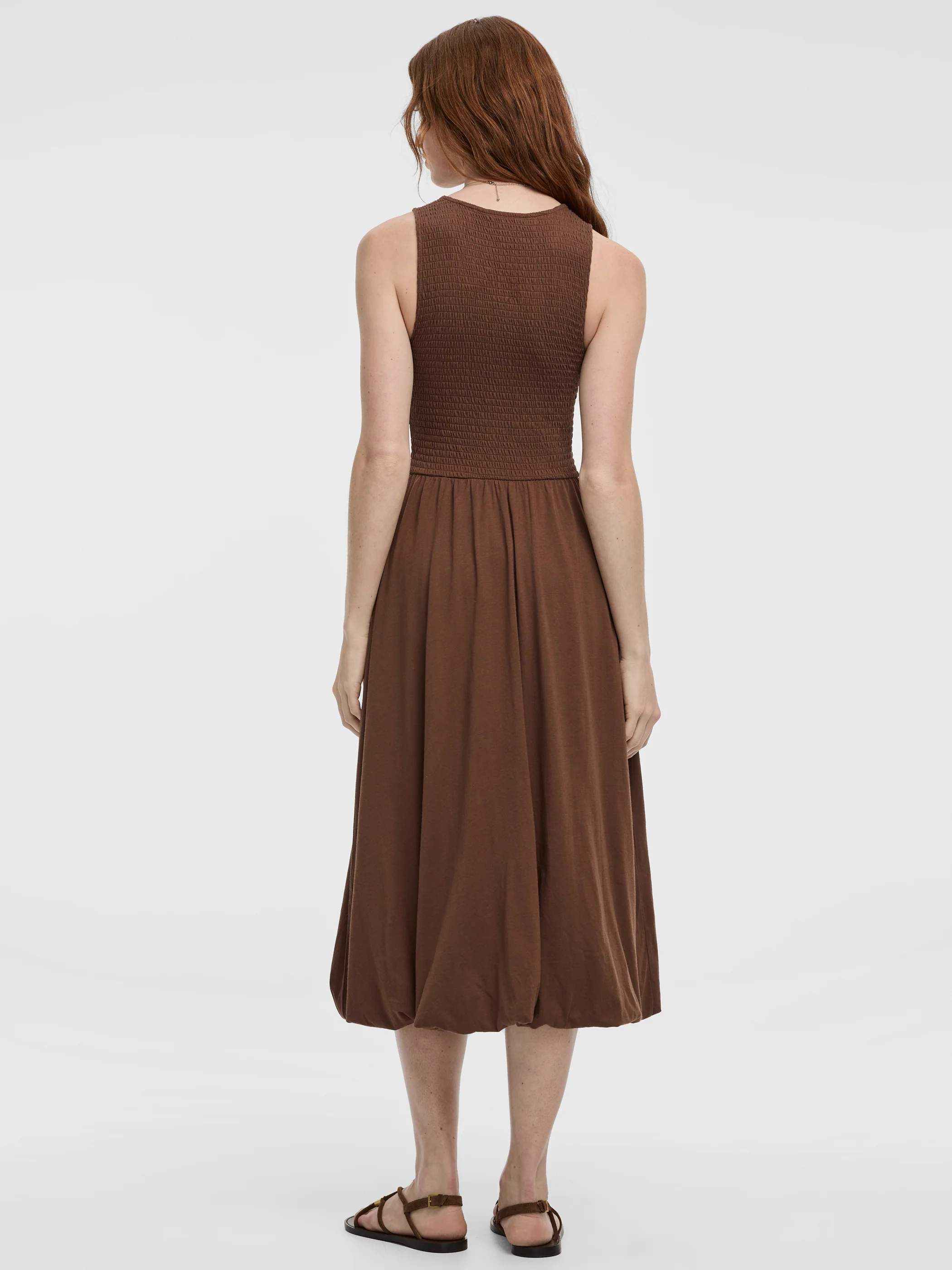 Sleeveless Midi Dress with Smocked Top - Image 3