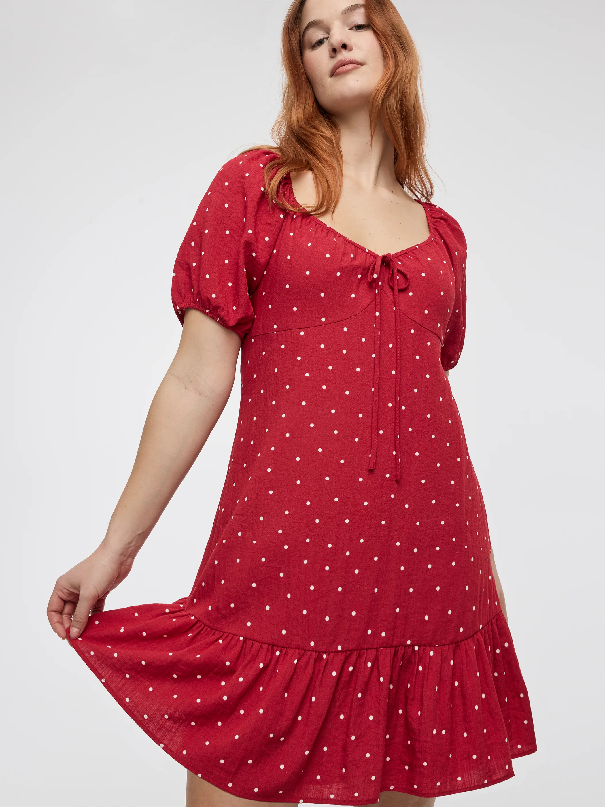 Short-Puffy-Sleeve Mini Dress with Sweetheart Neckline - Image 8