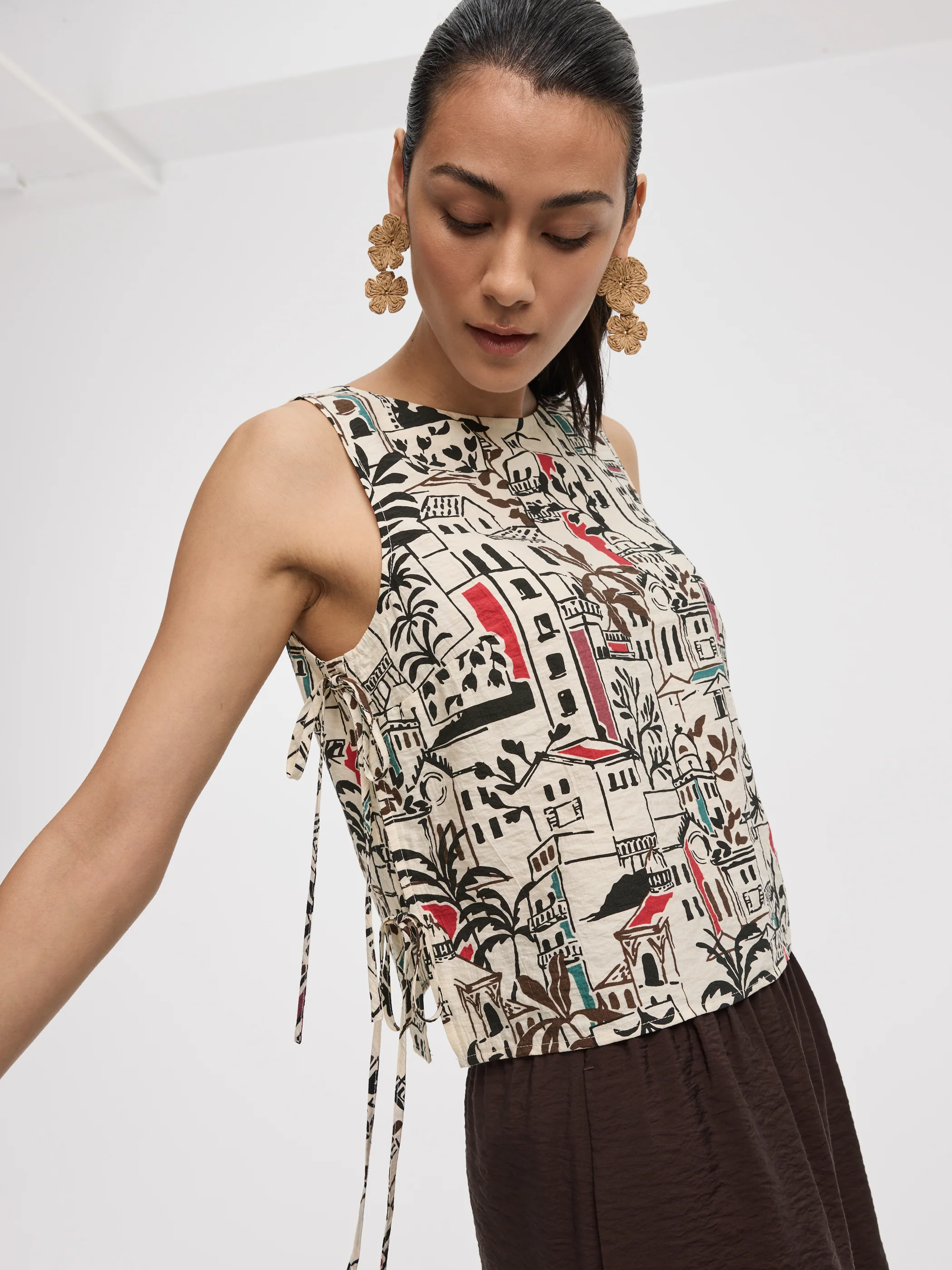 Crew-Neck Top with Self-Tie Sides - Image 4