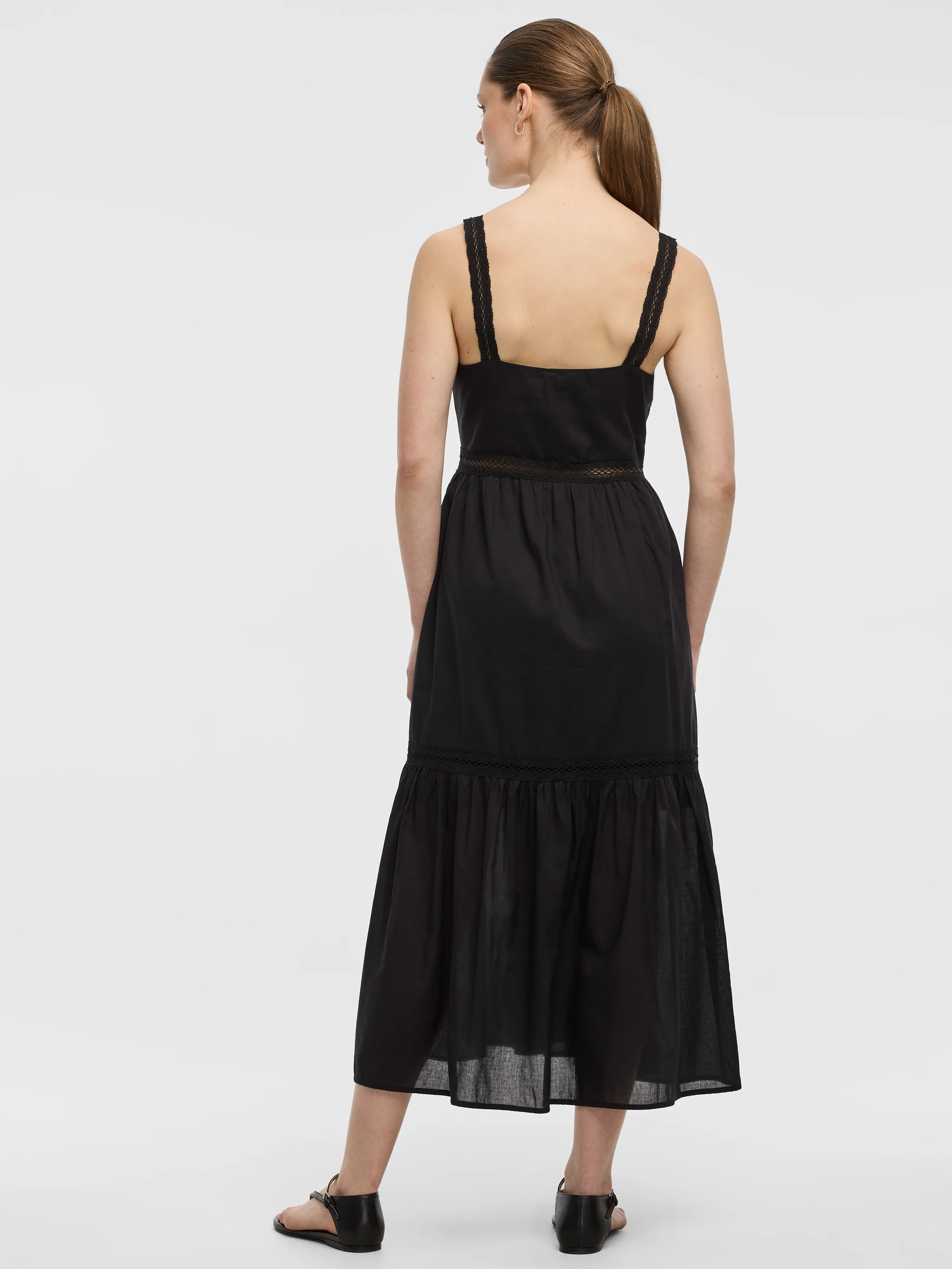 Sleeveless Square-Neck Maxi Dress with Crochet Trims - Image 3