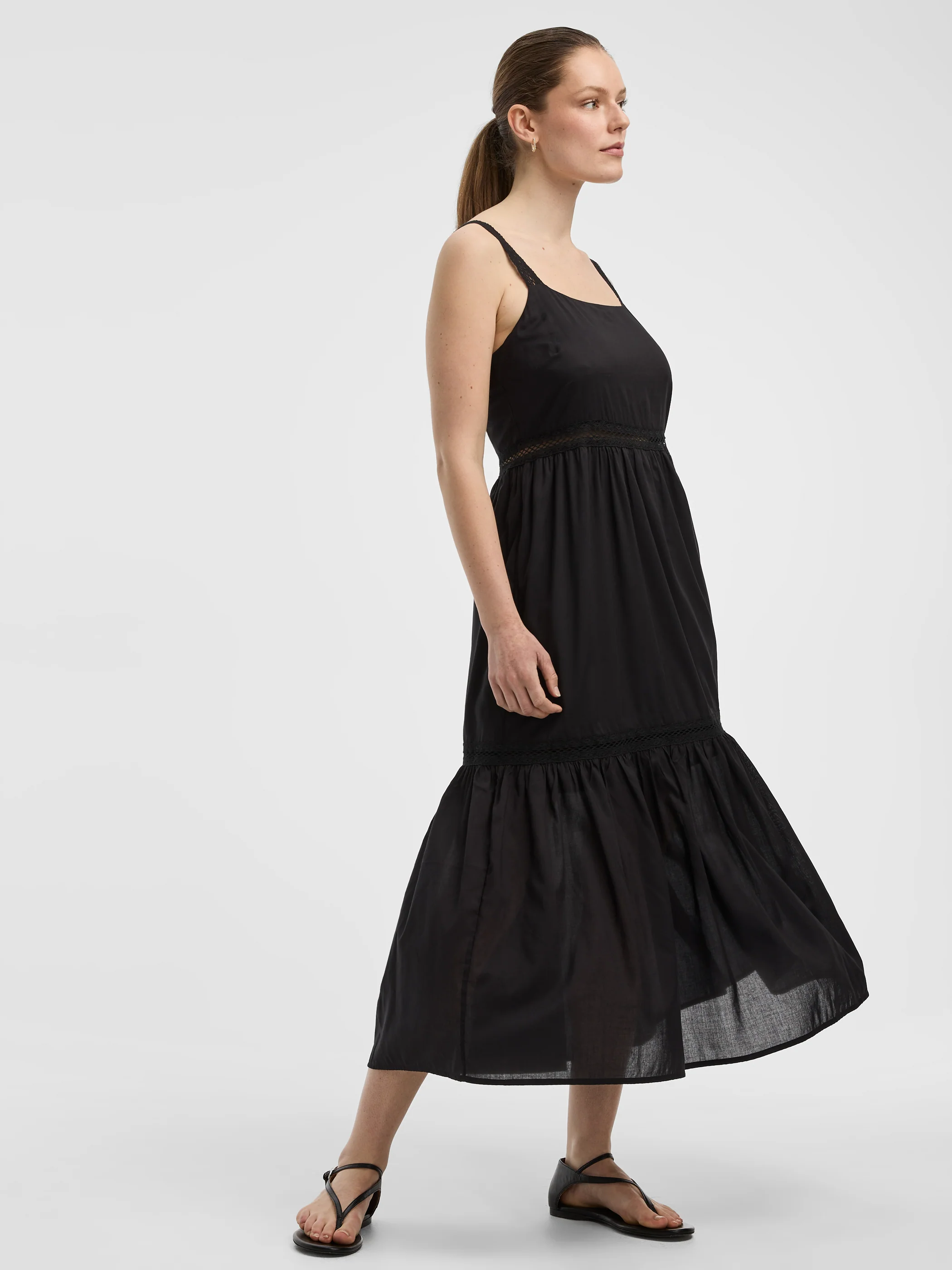 Sleeveless Square-Neck Maxi Dress with Crochet Trims - Image 4