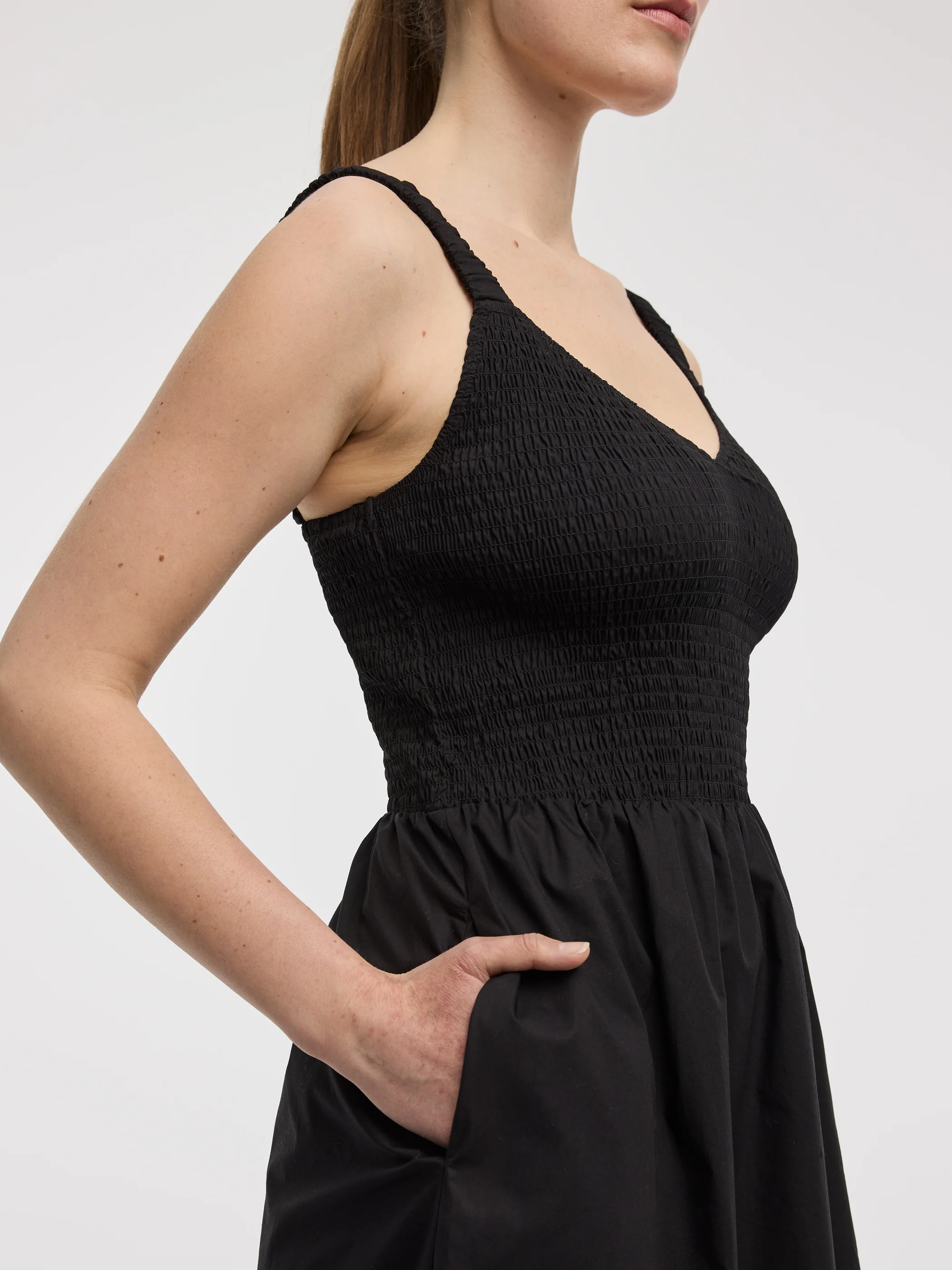Sleeveless Midi Dress with Smocked Top - Image 2