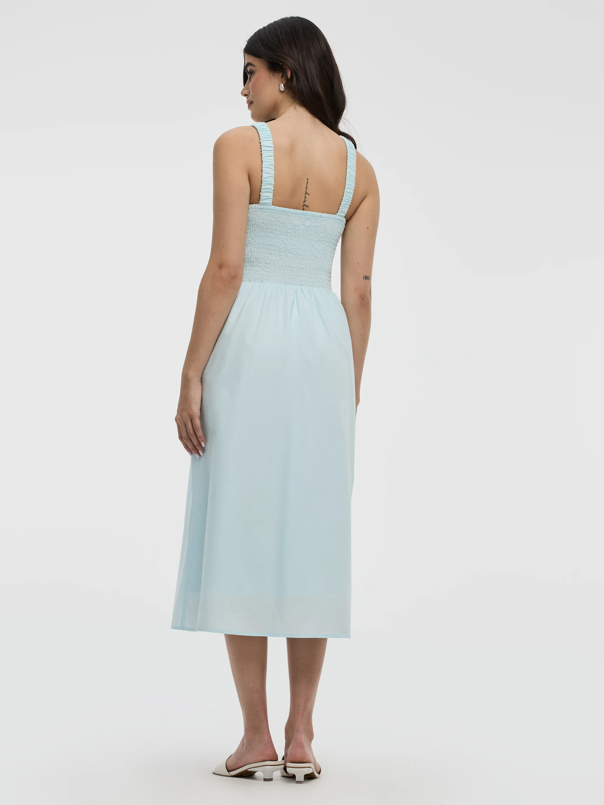 Sleeveless Midi Dress with Smocked Top - Image 7