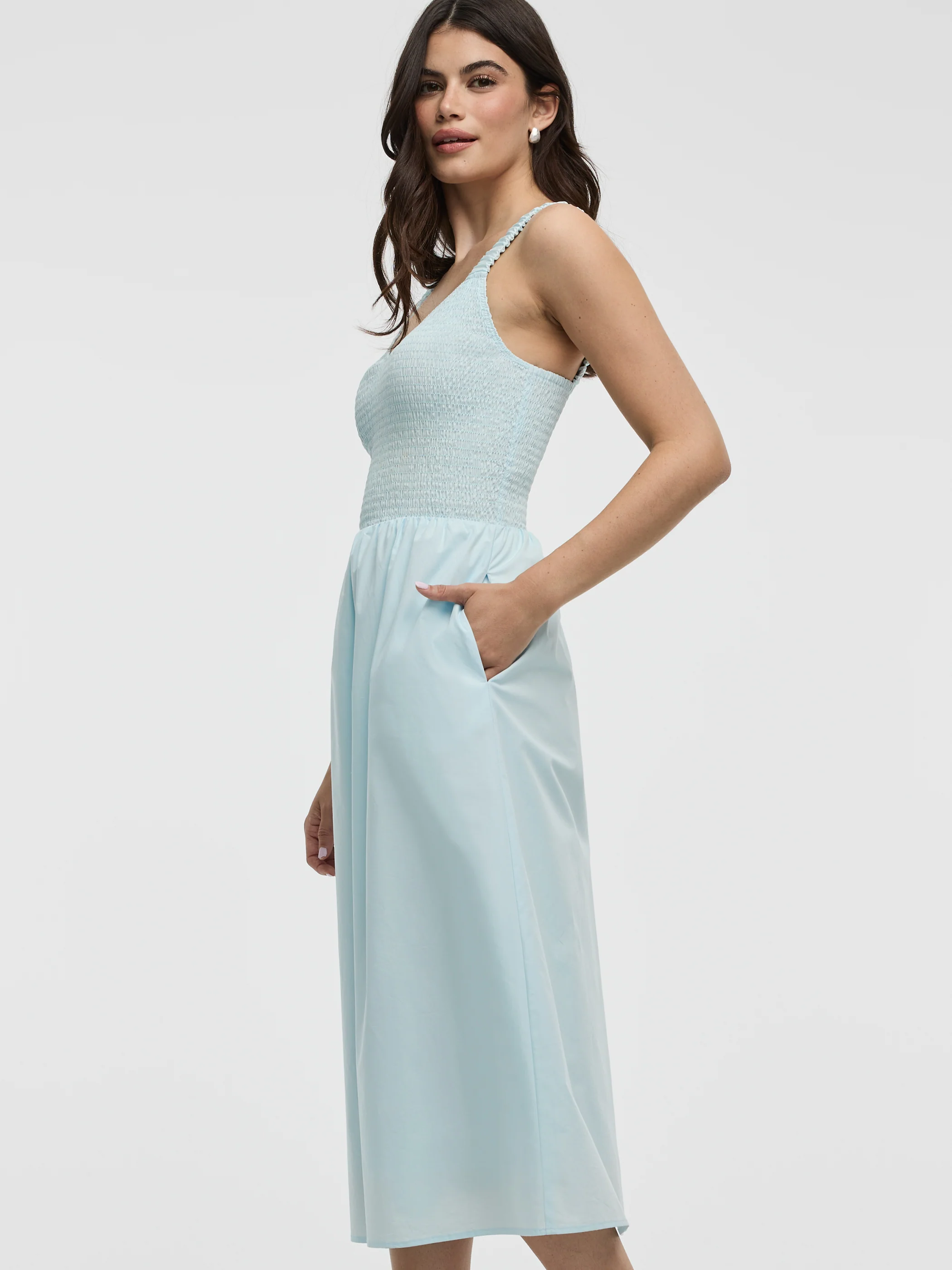 Sleeveless Midi Dress with Smocked Top - Image 8