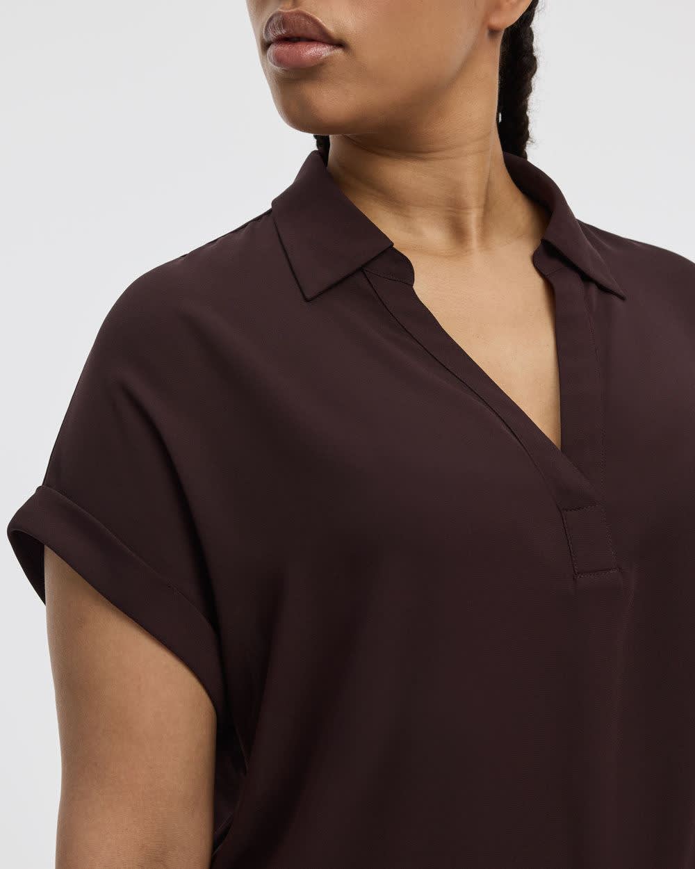Extended-Sleeve V-Neck Flowy Blouse - R Essentials - Image 10