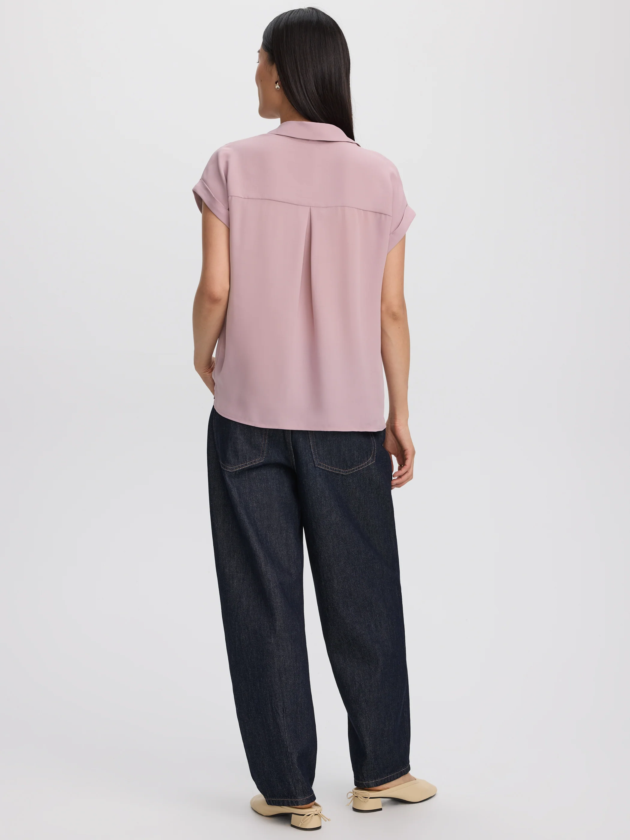 Extended-Sleeve V-Neck Flowy Blouse - R Essentials - Image 3