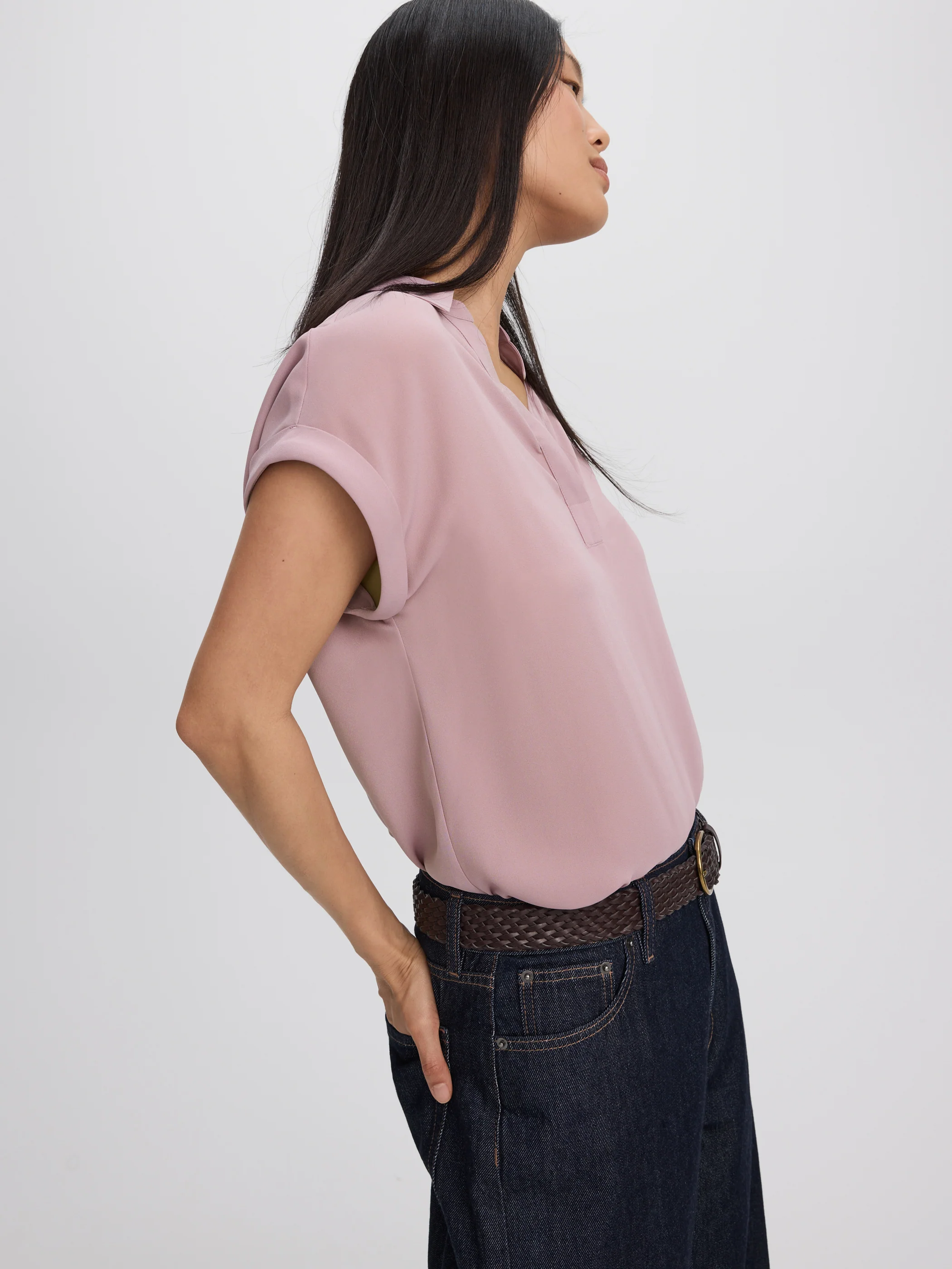Extended-Sleeve V-Neck Flowy Blouse - R Essentials - Image 4