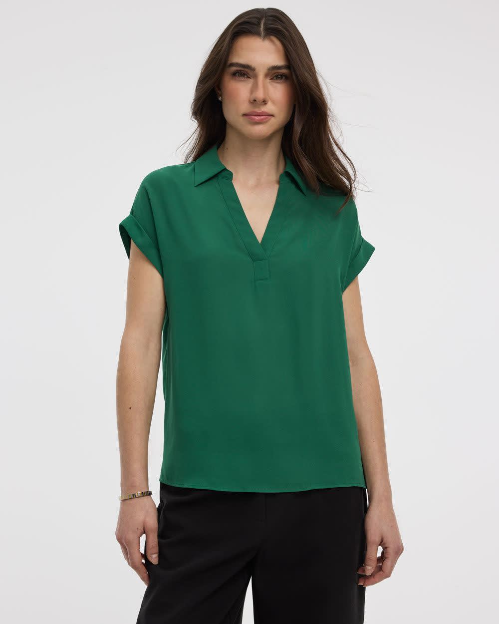 Extended-Sleeve V-Neck Flowy Blouse - R Essentials - Image 5