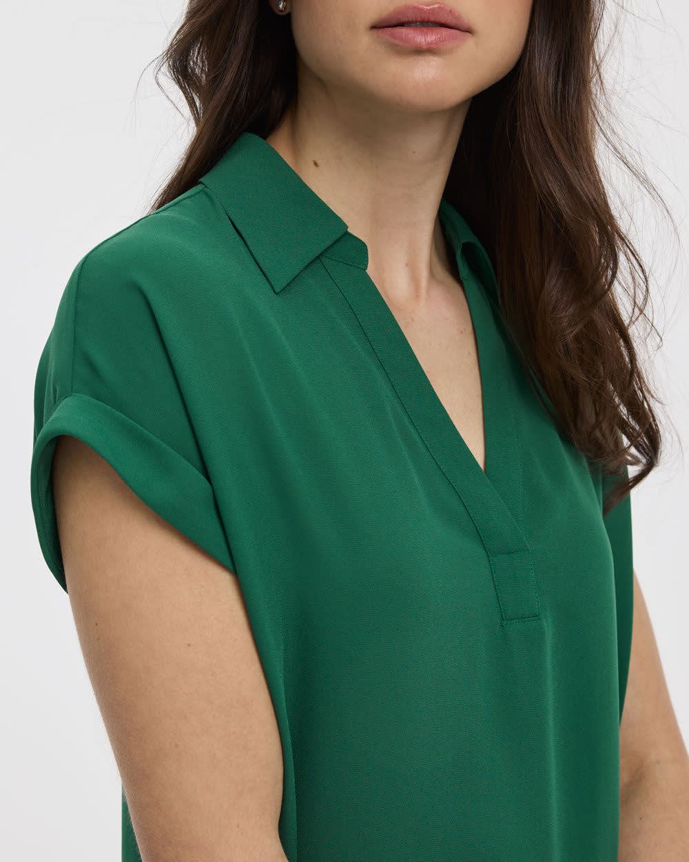 Extended-Sleeve V-Neck Flowy Blouse - R Essentials - Image 6